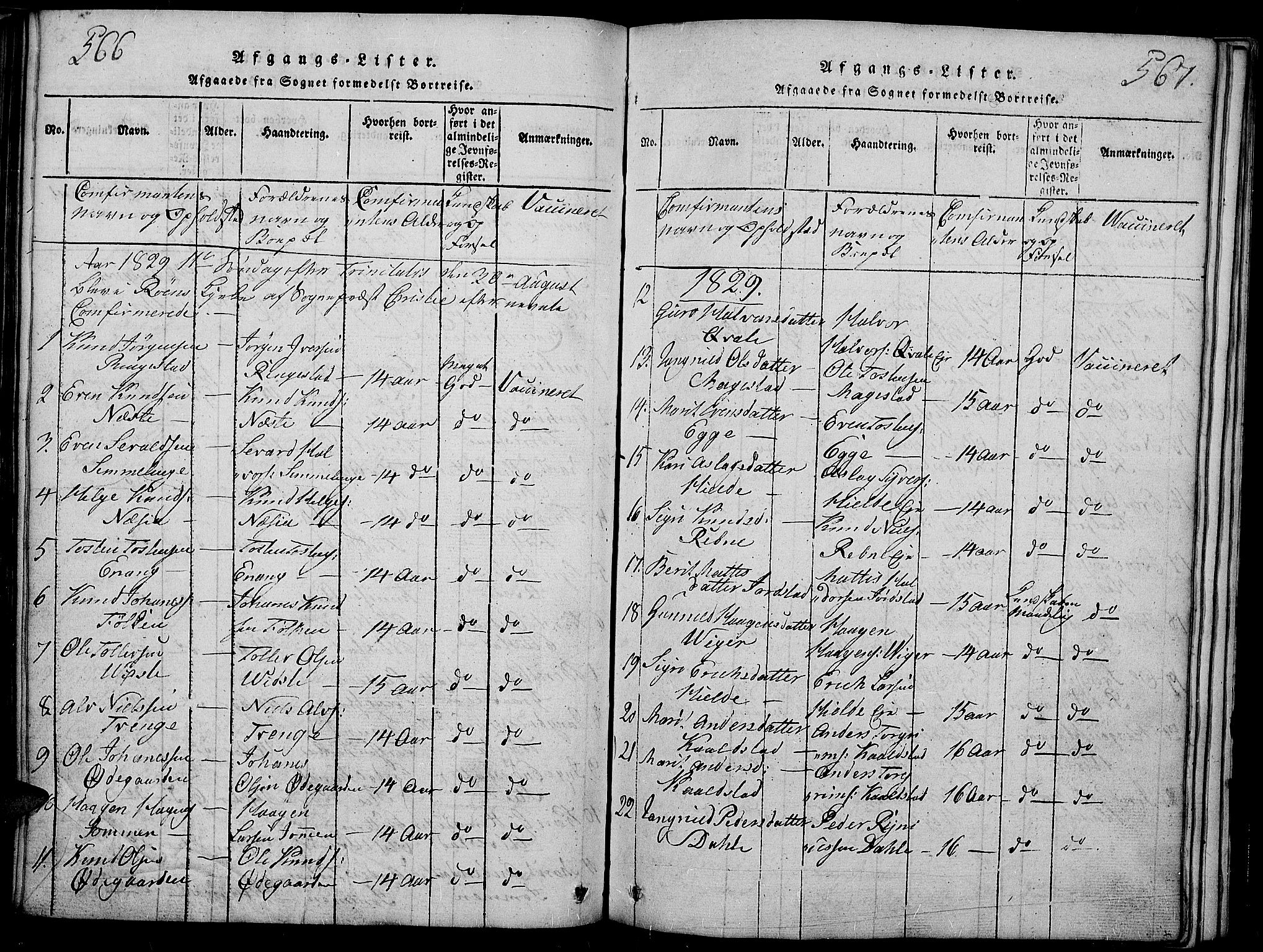 Slidre prestekontor, SAH/PREST-134/H/Ha/Haa/L0002: Parish register (official) no. 2, 1814-1830, p. 566-567