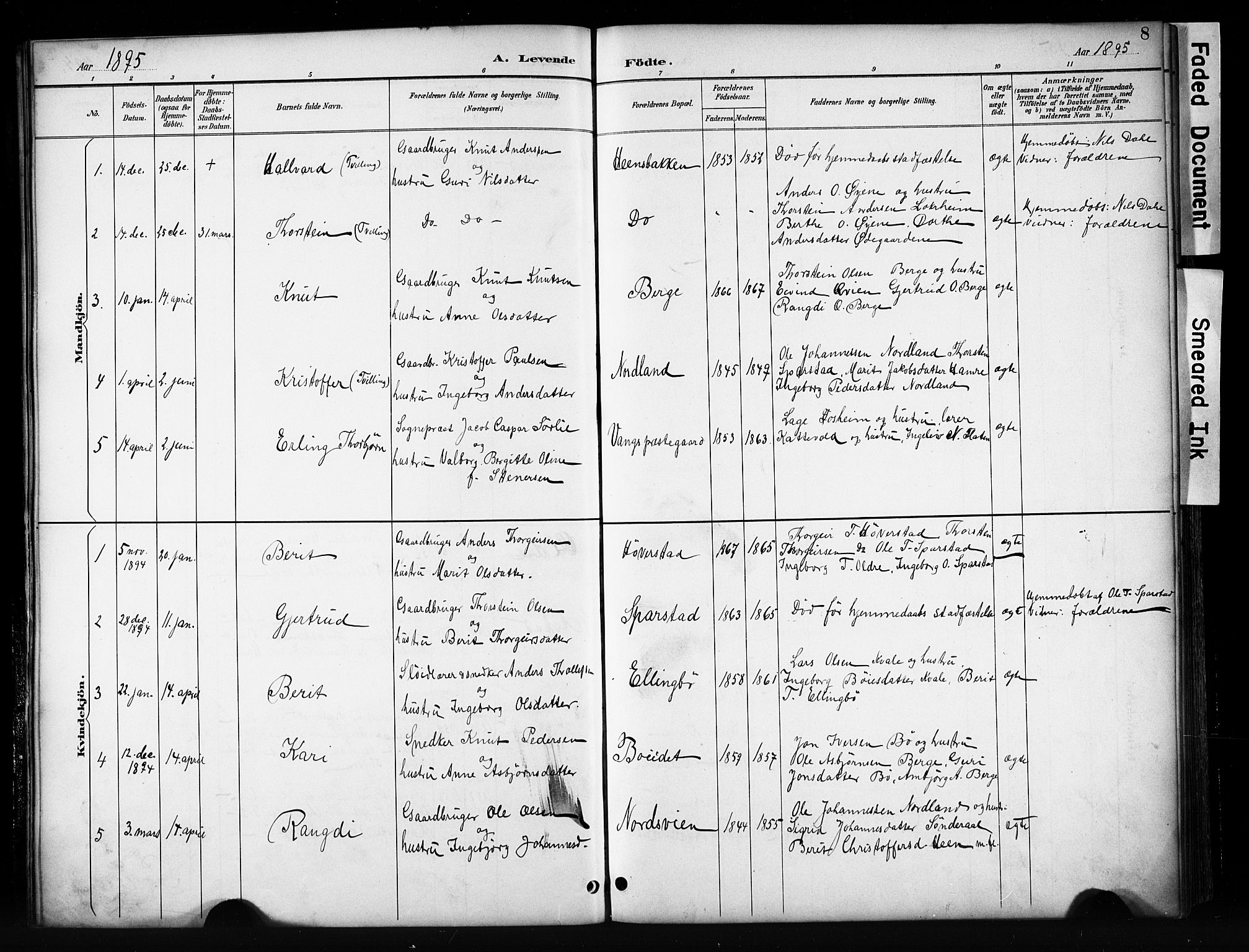 Vang prestekontor, Valdres, SAH/PREST-140/H/Hb/L0006: Parish register (copy) no. 6, 1893-1918, p. 8
