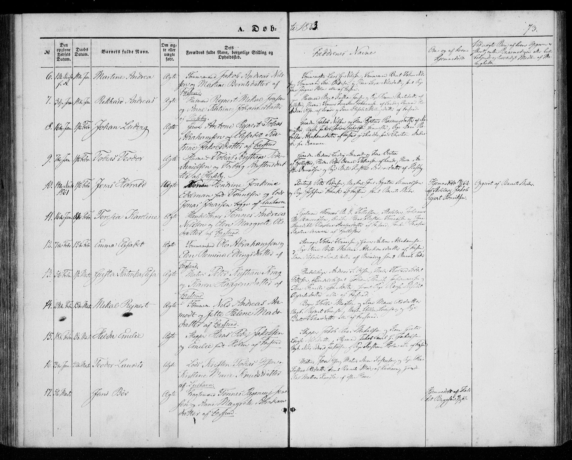 Farsund sokneprestkontor, SAK/1111-0009/F/Fa/L0004: Parish register (official) no. A 4, 1847-1863, p. 73