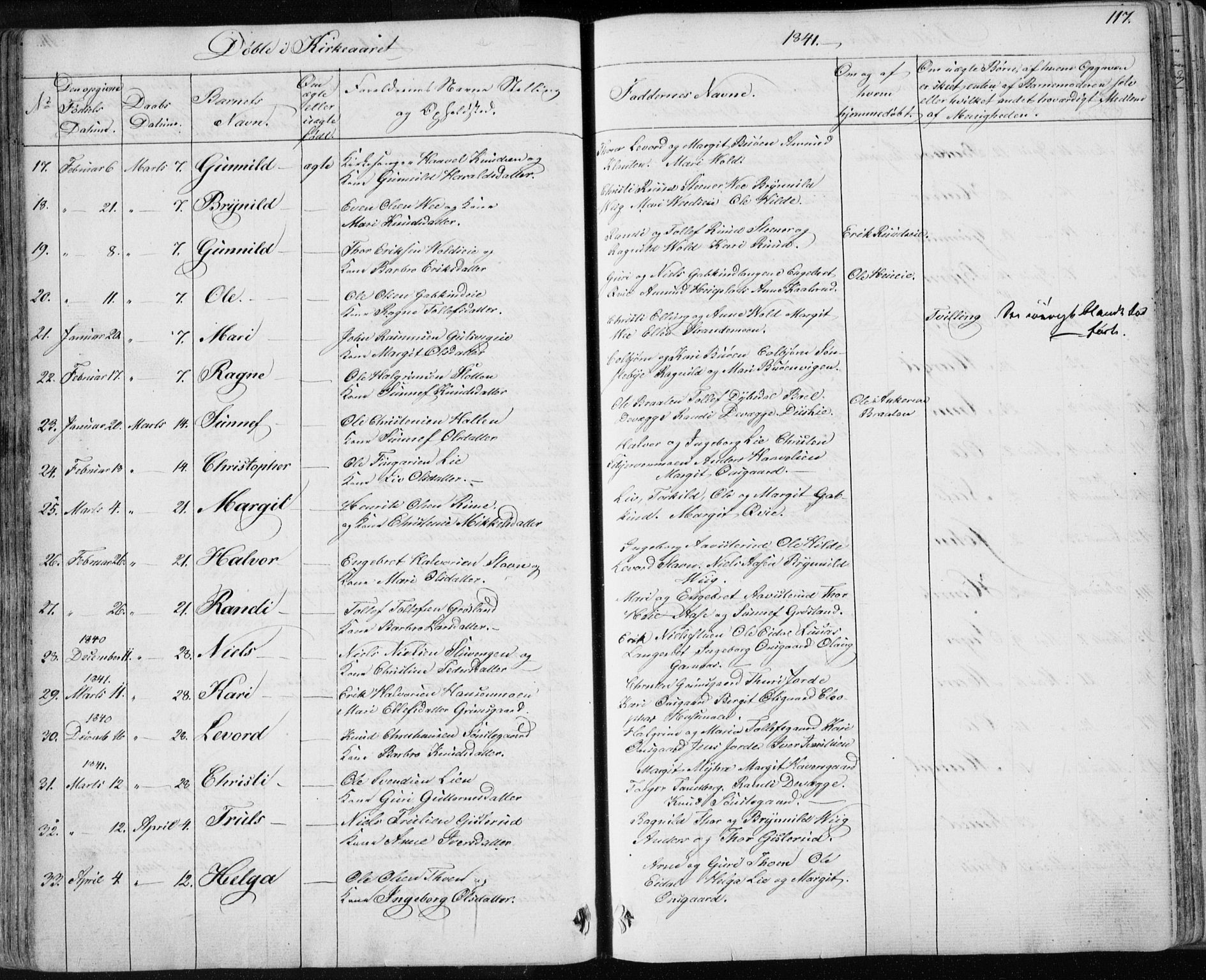 Nes kirkebøker, AV/SAKO-A-236/F/Fa/L0009: Parish register (official) no. 9, 1834-1863, p. 117