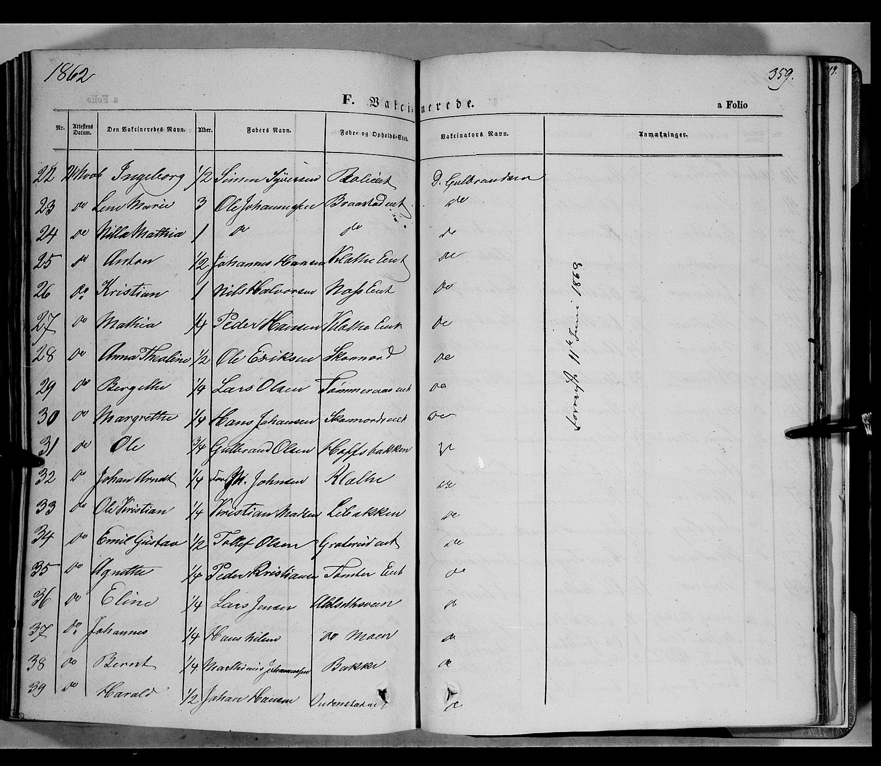 Biri prestekontor, SAH/PREST-096/H/Ha/Haa/L0005: Parish register (official) no. 5, 1843-1854, p. 359