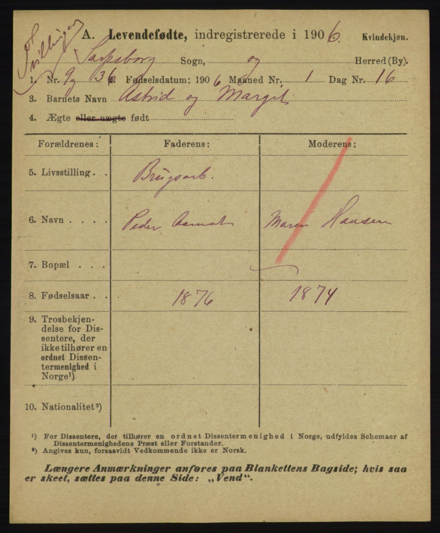 Statistisk sentralbyrå, Sosiodemografiske emner, Befolkning, RA/S-2228/D/Df/Dfa/Dfad/L0050: Summariske oppgaver over gifte, fødte, døde. Bygder., 1906, p. 1231