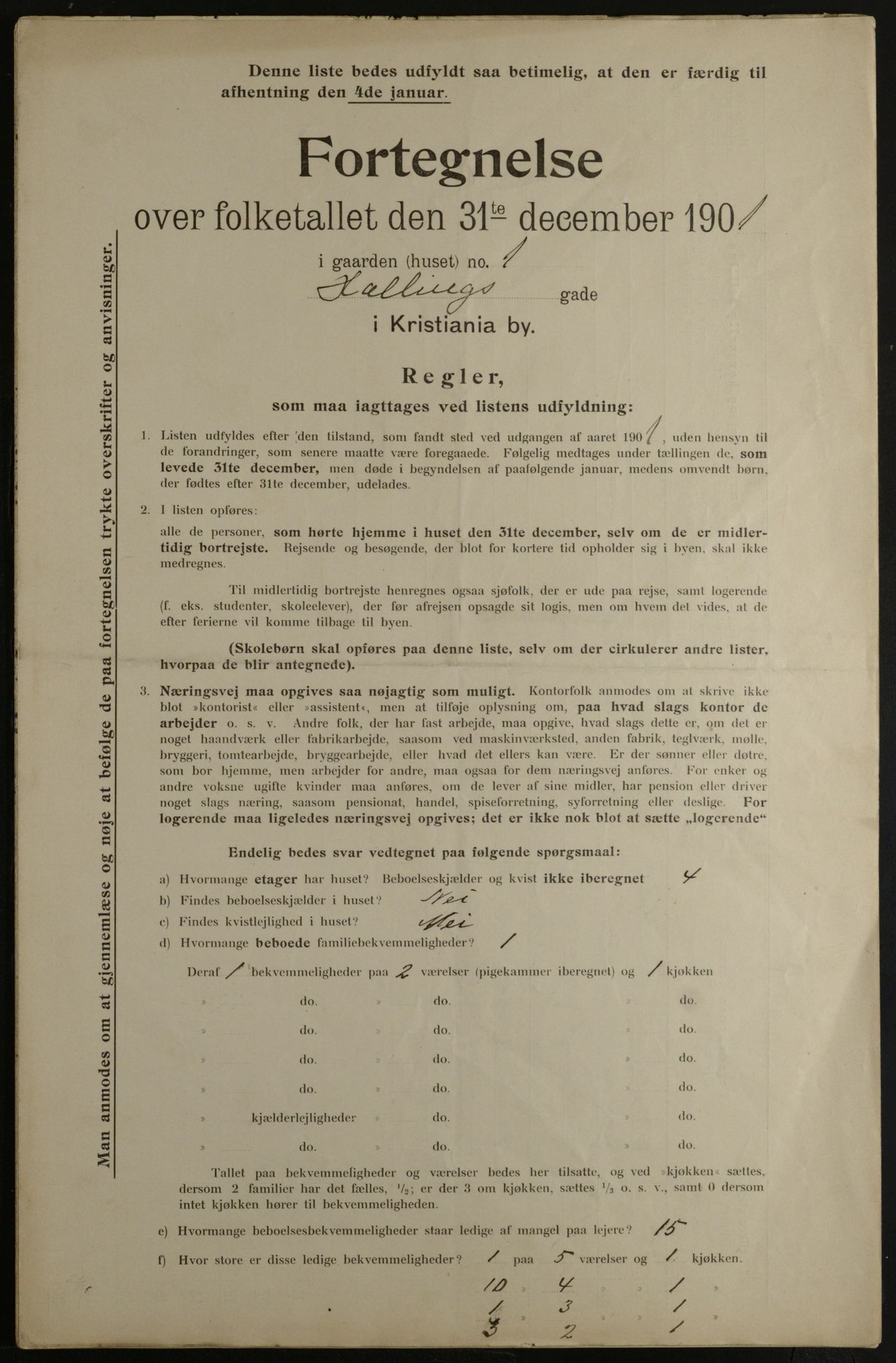 OBA, Municipal Census 1901 for Kristiania, 1901, p. 5500