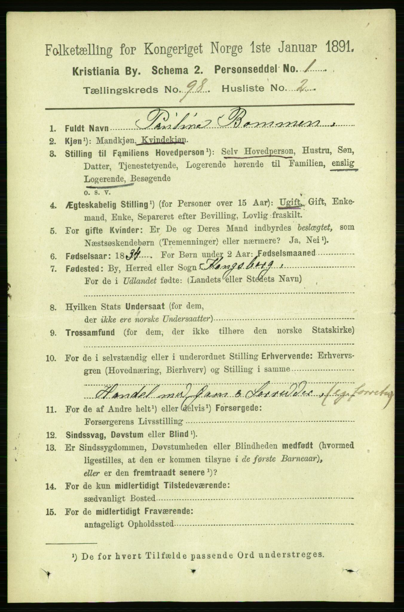 RA, 1891 census for 0301 Kristiania, 1891, p. 47734