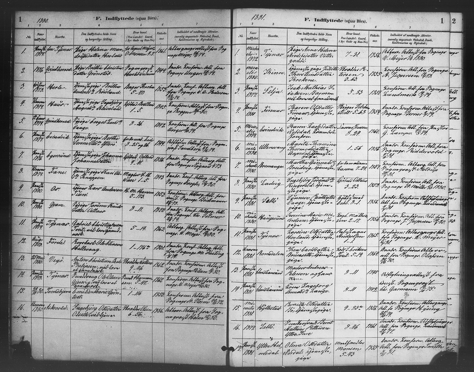 Nykirken Sokneprestembete, SAB/A-77101/H/Haa/L0051: Parish register (official) no. G 3, 1880-1889, p. 1