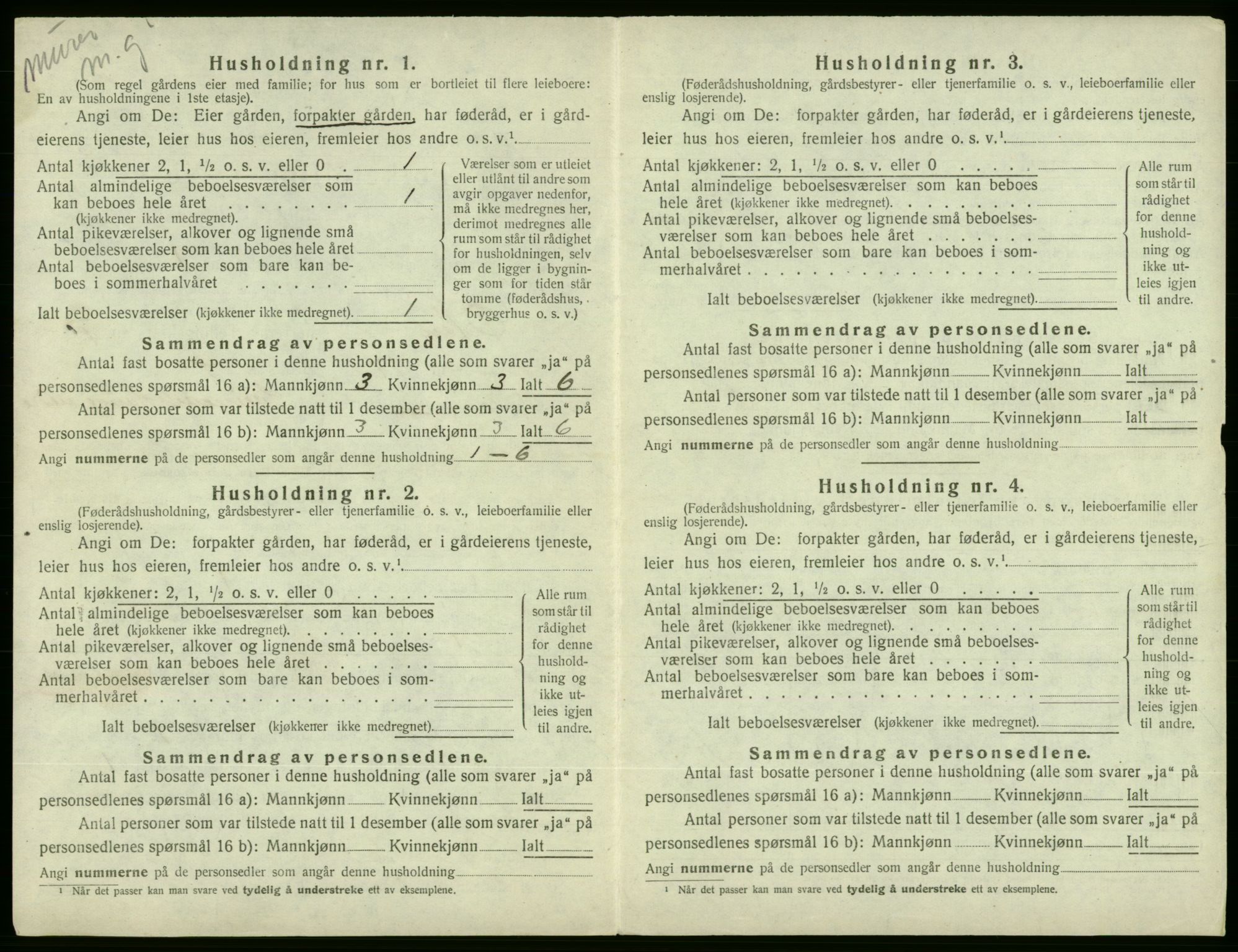 SAB, 1920 census for Ølen, 1920, p. 516