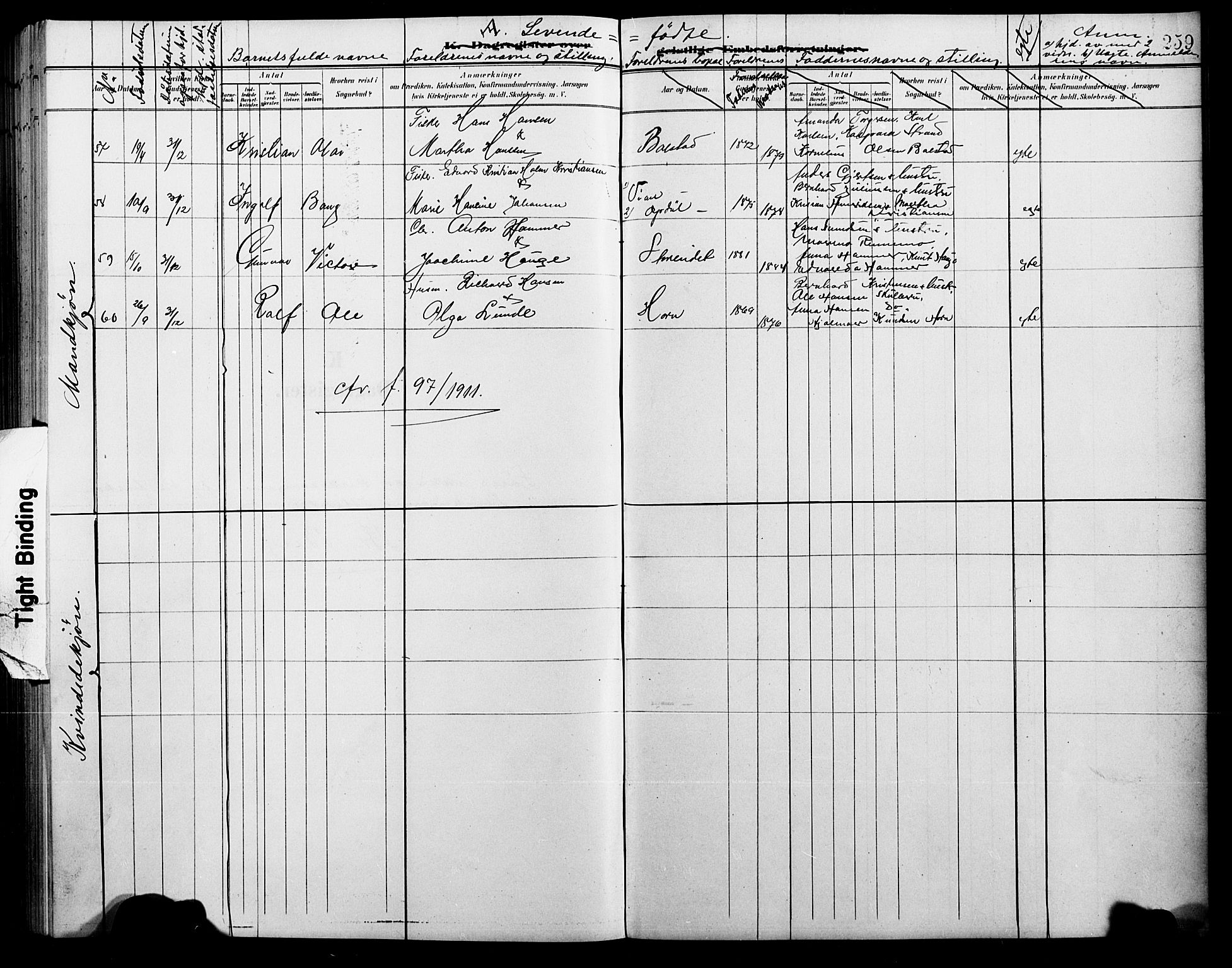 Ministerialprotokoller, klokkerbøker og fødselsregistre - Nordland, AV/SAT-A-1459/881/L1168: Parish register (copy) no. 881C05, 1900-1911, p. 259