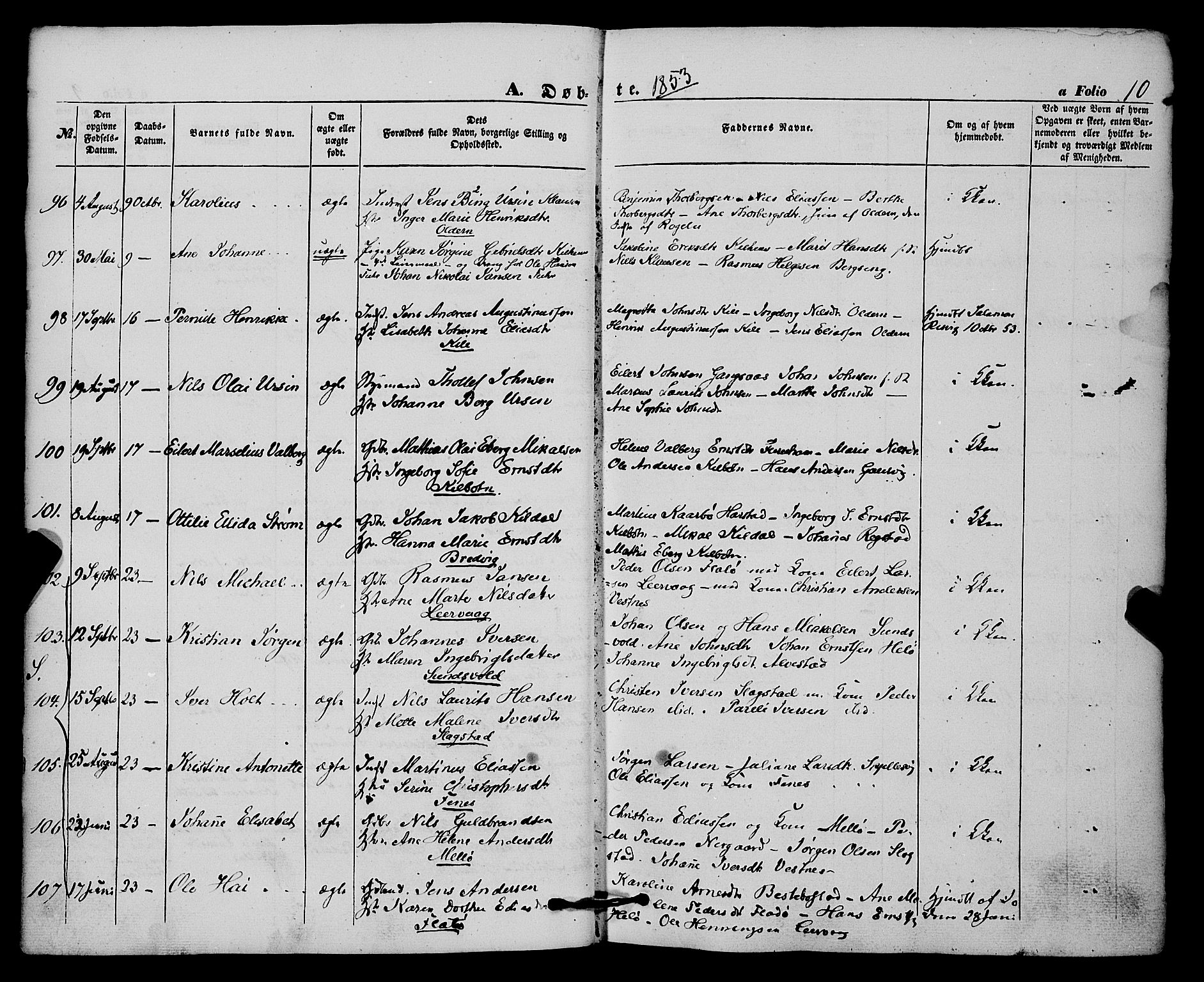 Trondenes sokneprestkontor, SATØ/S-1319/H/Ha/L0011kirke: Parish register (official) no. 11, 1853-1862, p. 10