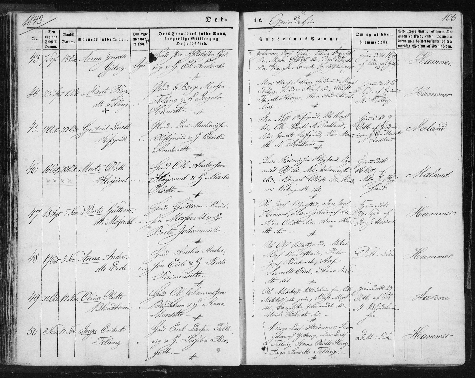 Hamre sokneprestembete, SAB/A-75501/H/Ha/Haa/Haaa/L0012: Parish register (official) no. A 12, 1834-1845, p. 106