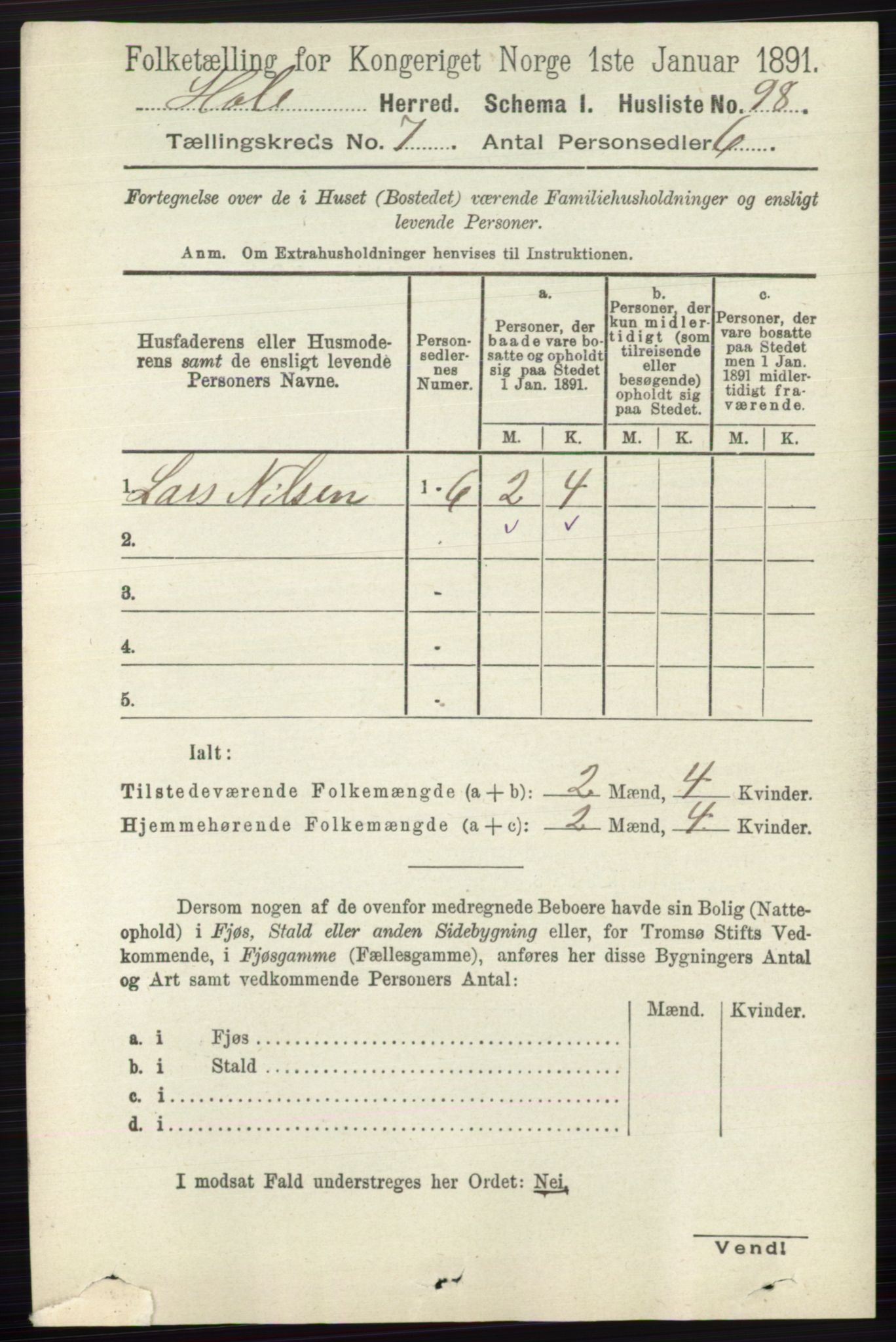 RA, 1891 census for 0612 Hole, 1891, p. 3979