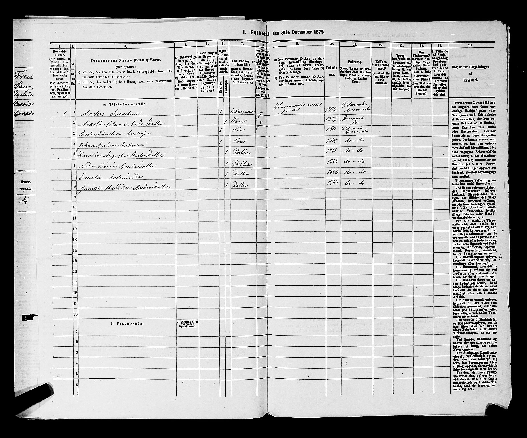RA, 1875 census for 0118P Aremark, 1875, p. 1020
