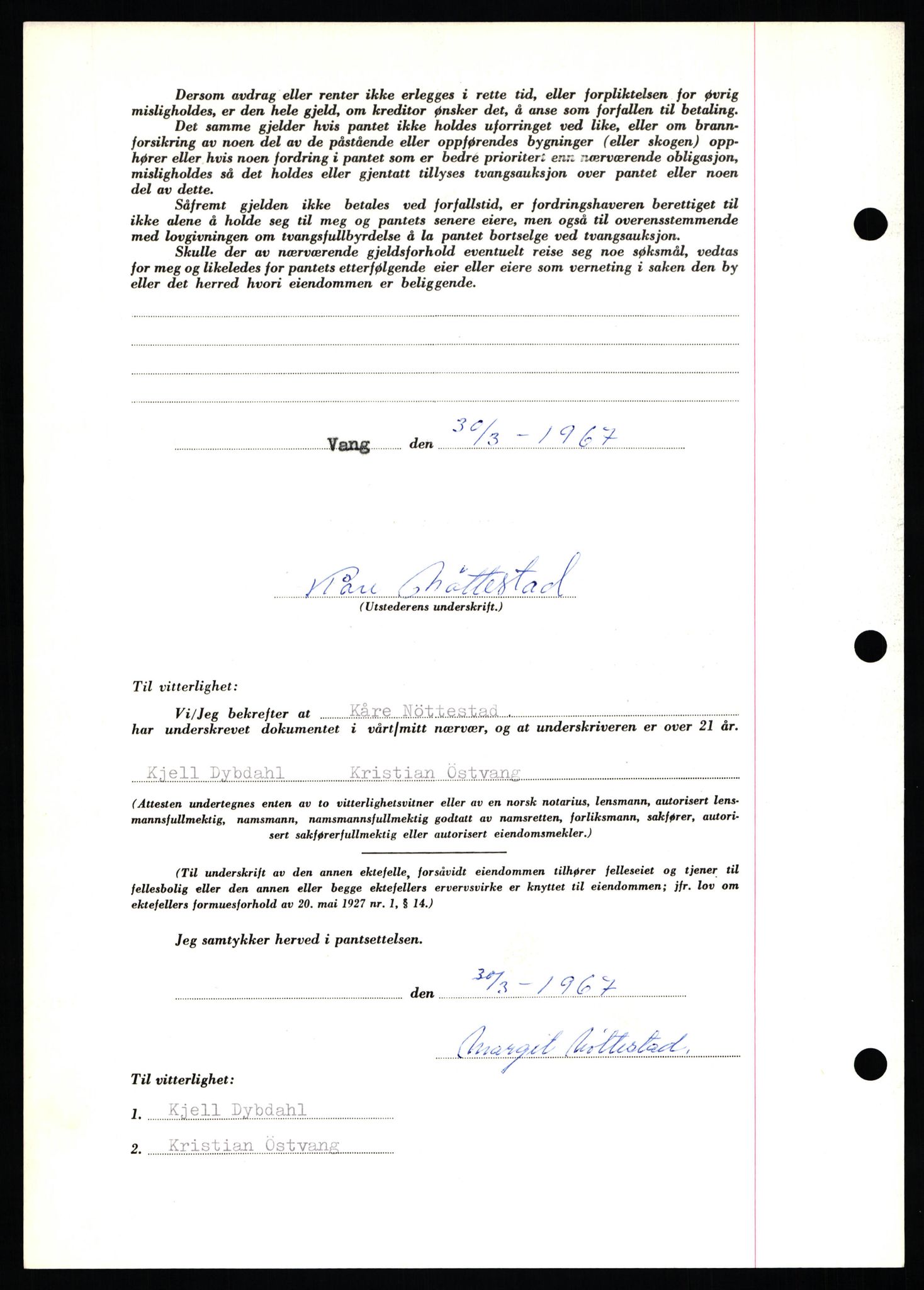 Nord-Hedmark sorenskriveri, SAH/TING-012/H/Hb/Hbf/L0071: Mortgage book no. B71, 1967-1967, Diary no: : 2969/1967