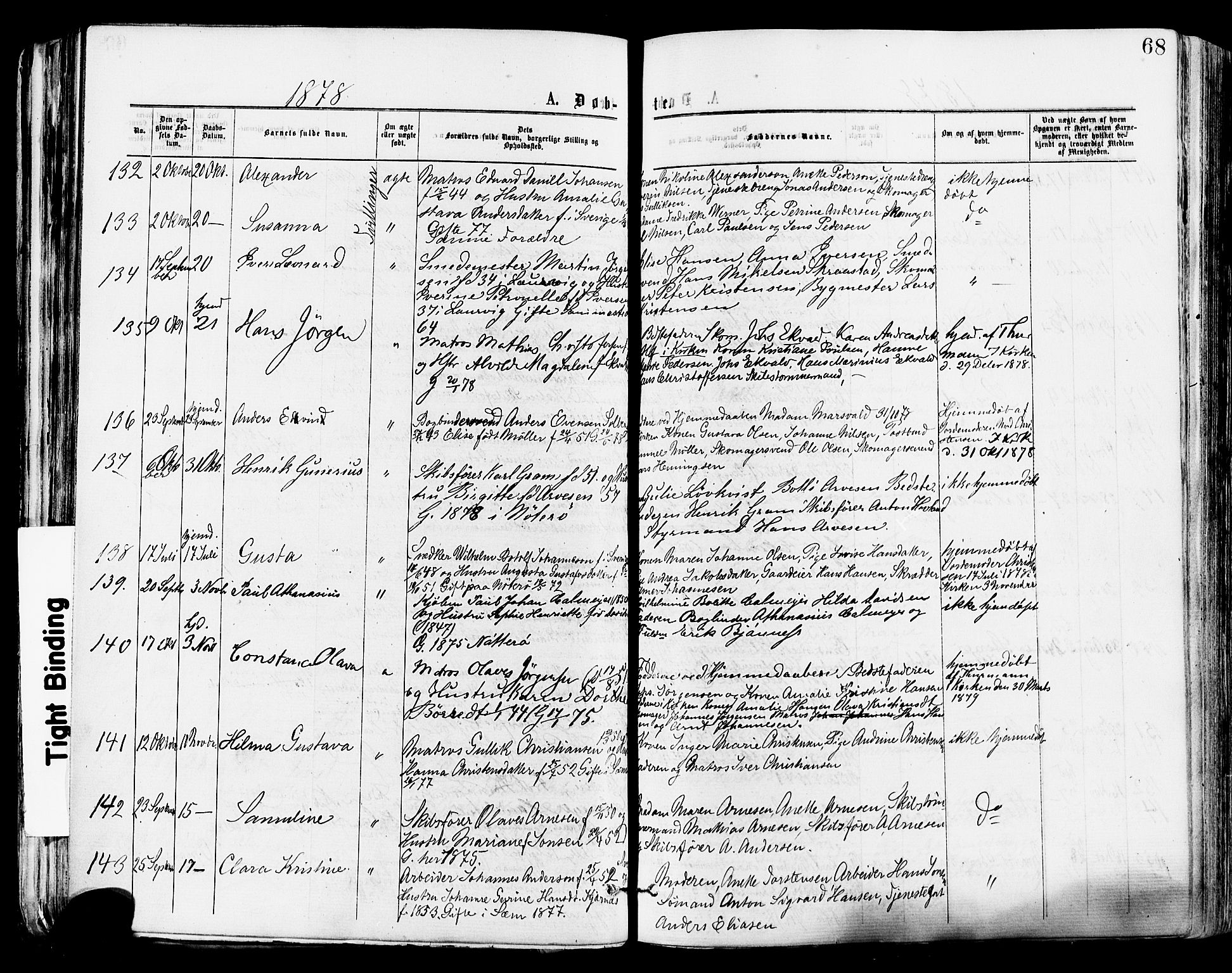 Tønsberg kirkebøker, AV/SAKO-A-330/F/Fa/L0010: Parish register (official) no. I 10, 1874-1880, p. 68