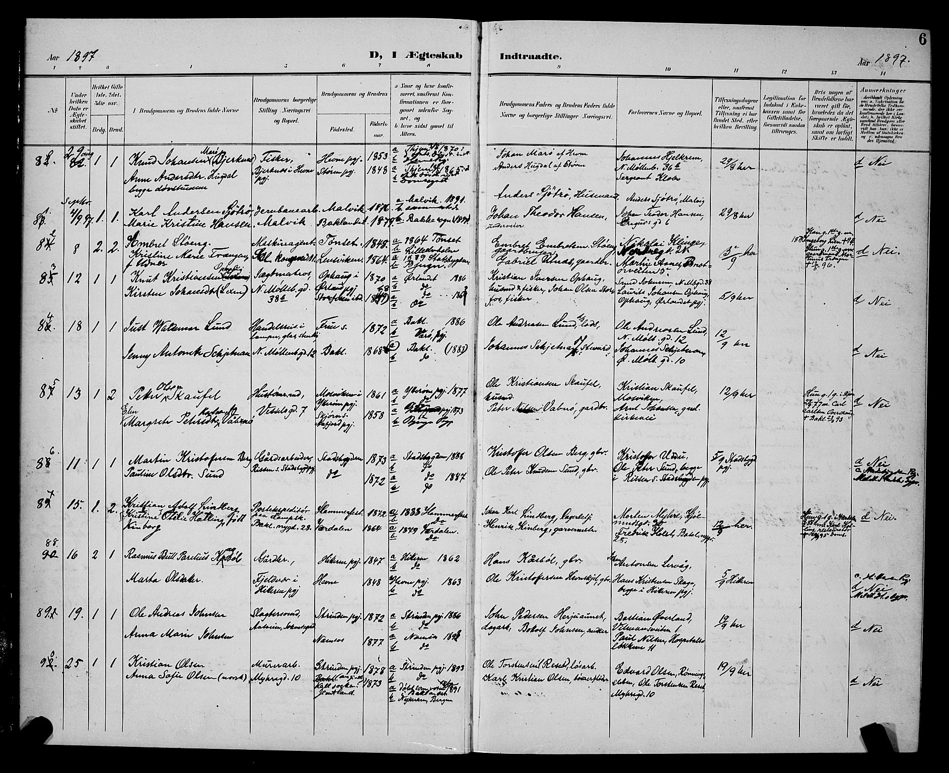 Ministerialprotokoller, klokkerbøker og fødselsregistre - Sør-Trøndelag, AV/SAT-A-1456/604/L0226: Parish register (copy) no. 604C09, 1897-1900, p. 6