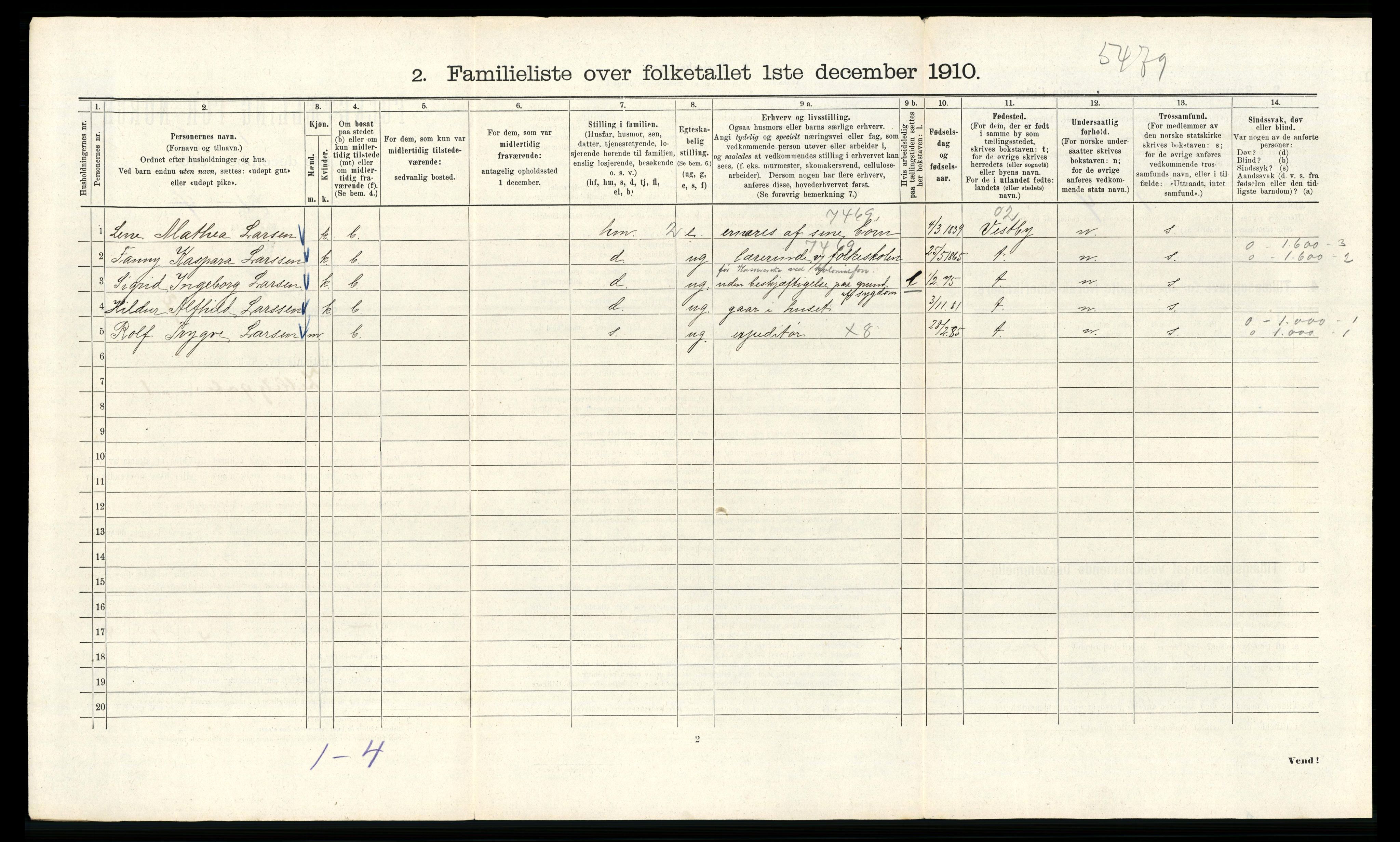 RA, 1910 census for Kristiania, 1910, p. 123634