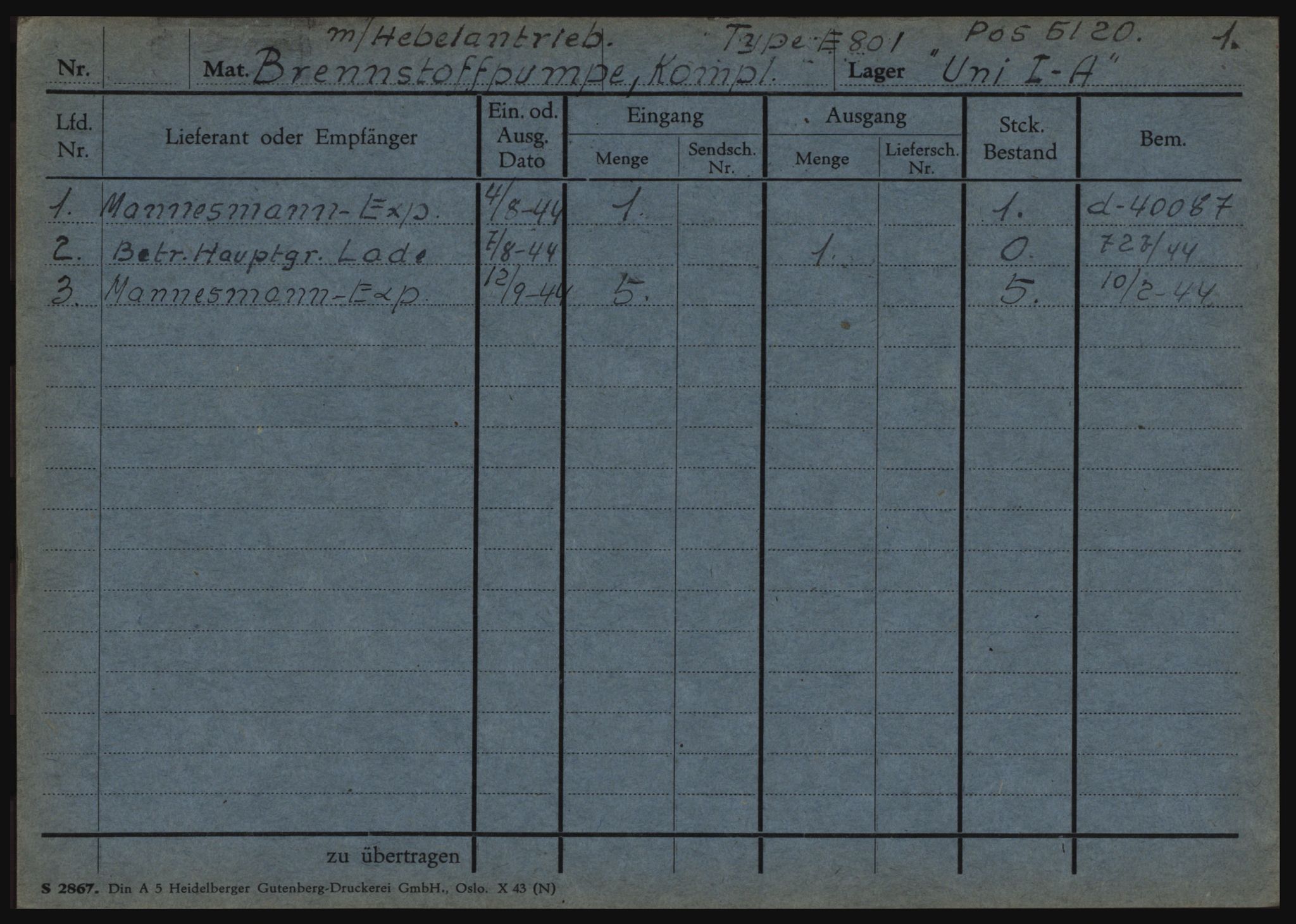 Tyske arkiver, Organisation Todt (OT), Einsatzgruppe Wiking, AV/RA-RAFA-2188/1/O/O12/L0002: Kartotek - Elektromaterial etc A-Z, 1940-1945, p. 34