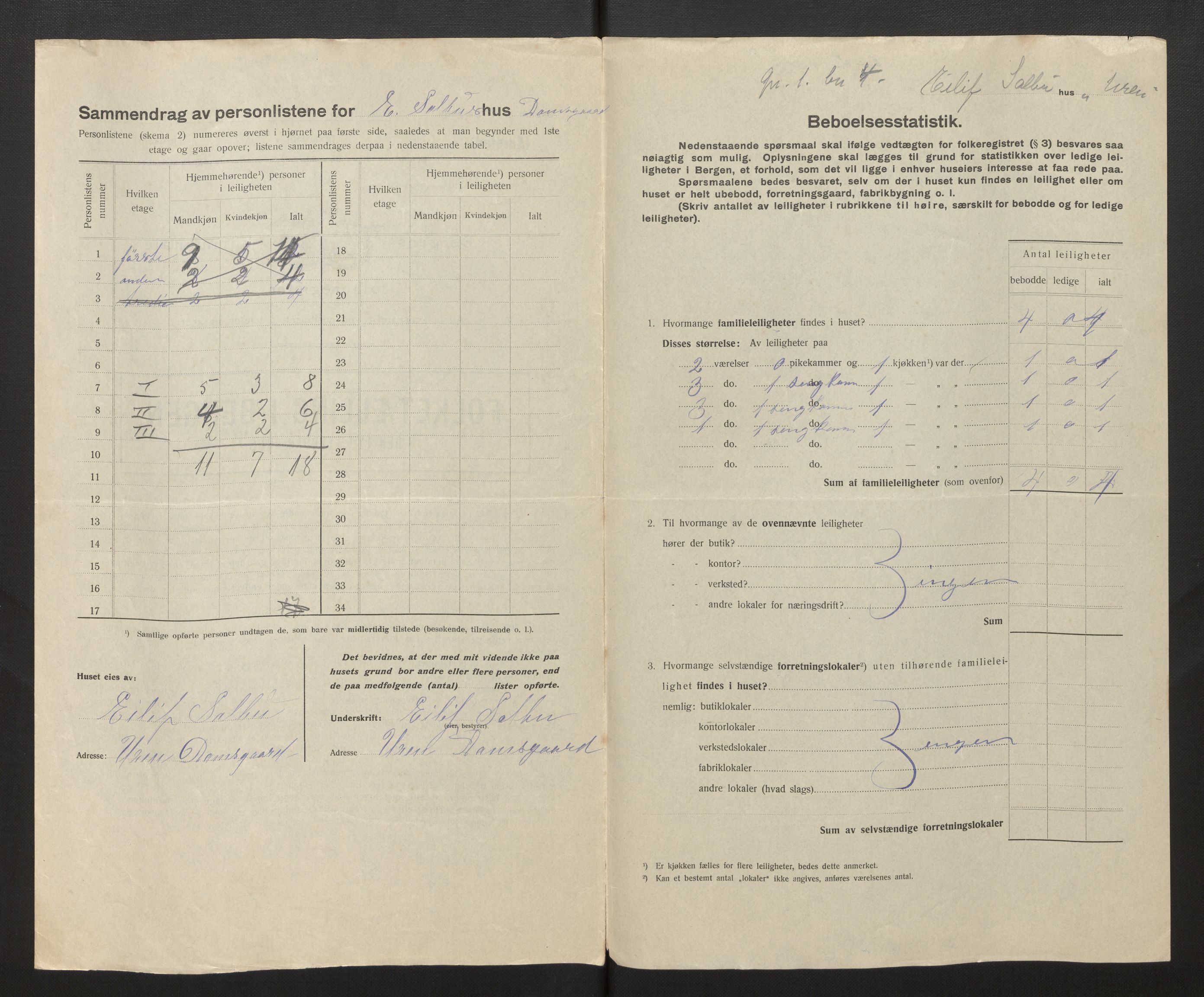 SAB, Municipal Census 1917 for Bergen, 1917, p. 46690