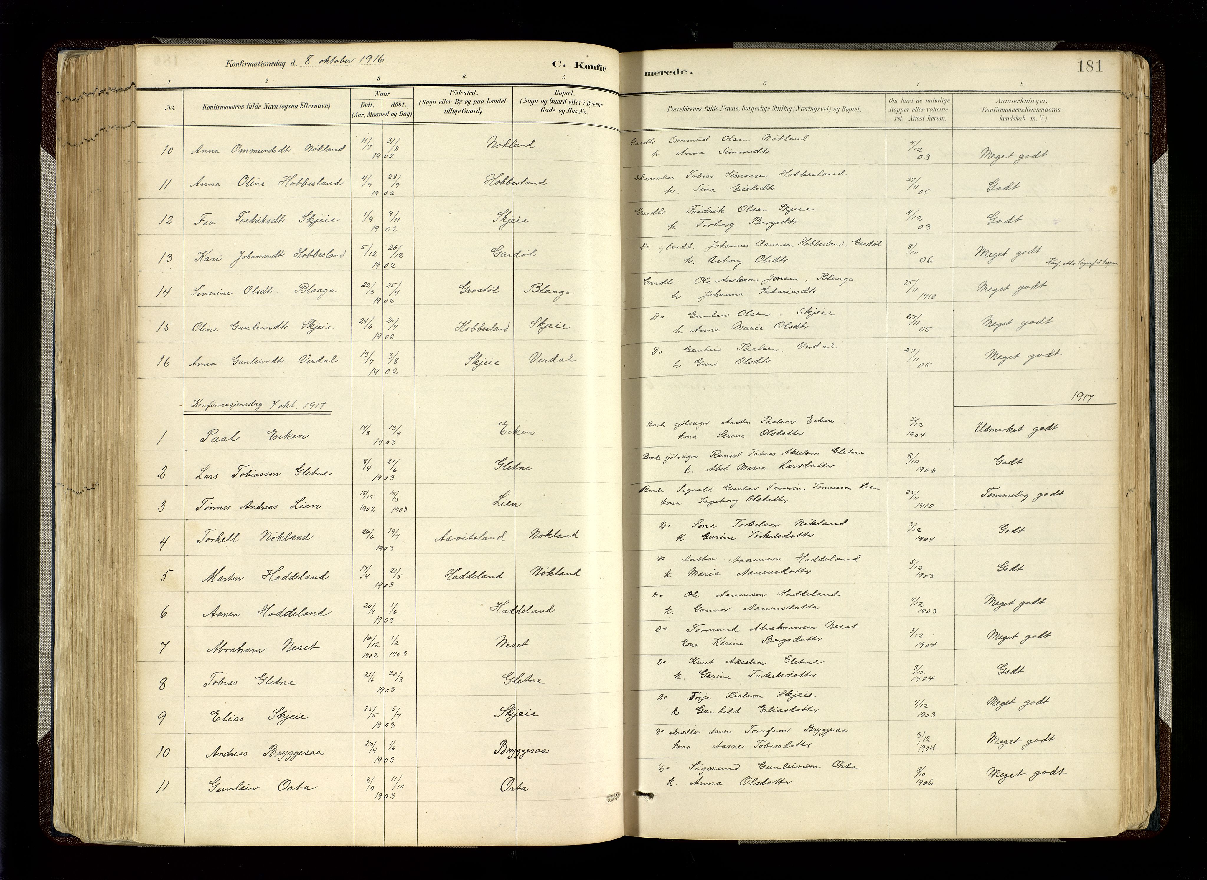 Hægebostad sokneprestkontor, SAK/1111-0024/F/Fa/Fab/L0004: Parish register (official) no. A 4, 1887-1929, p. 181