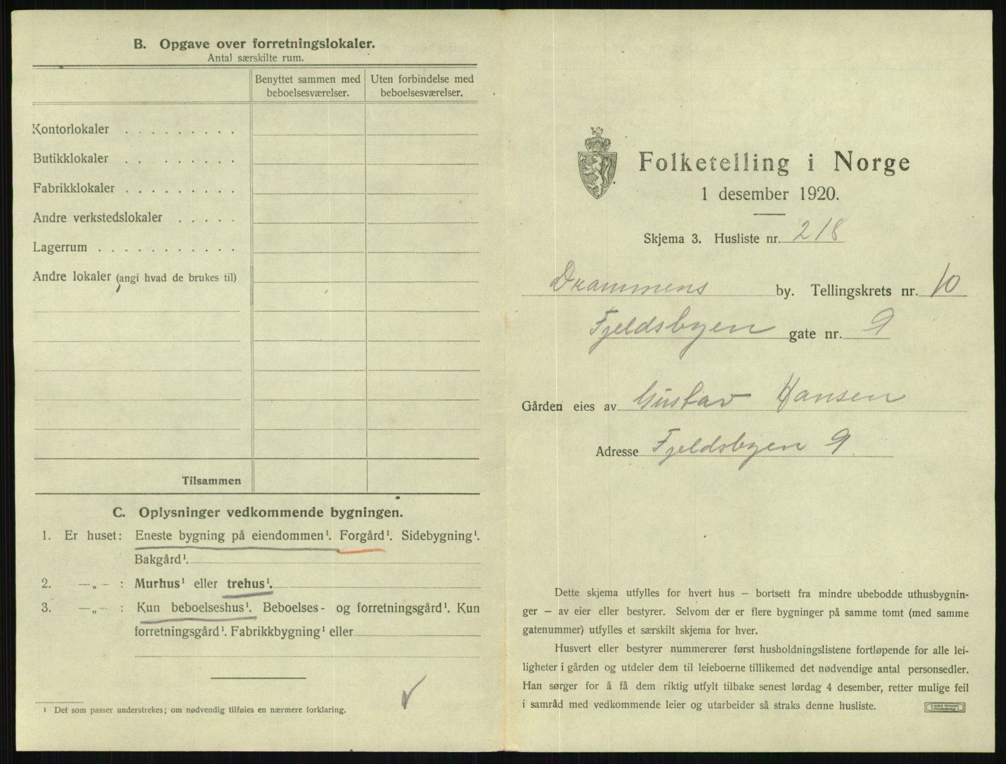 SAKO, 1920 census for Drammen, 1920, p. 5140