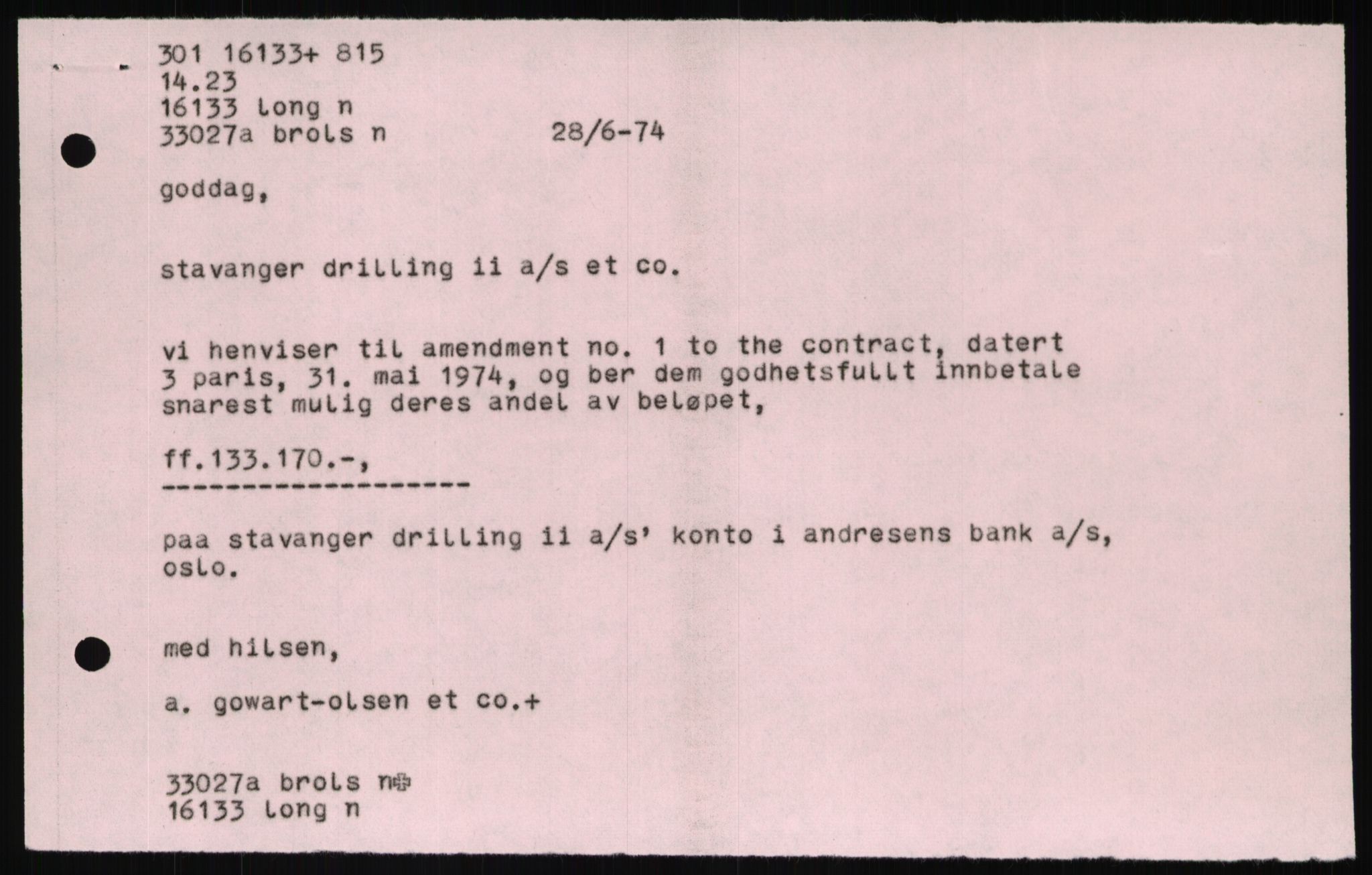 Pa 1503 - Stavanger Drilling AS, SAST/A-101906/D/L0007: Korrespondanse og saksdokumenter, 1974-1981, p. 931