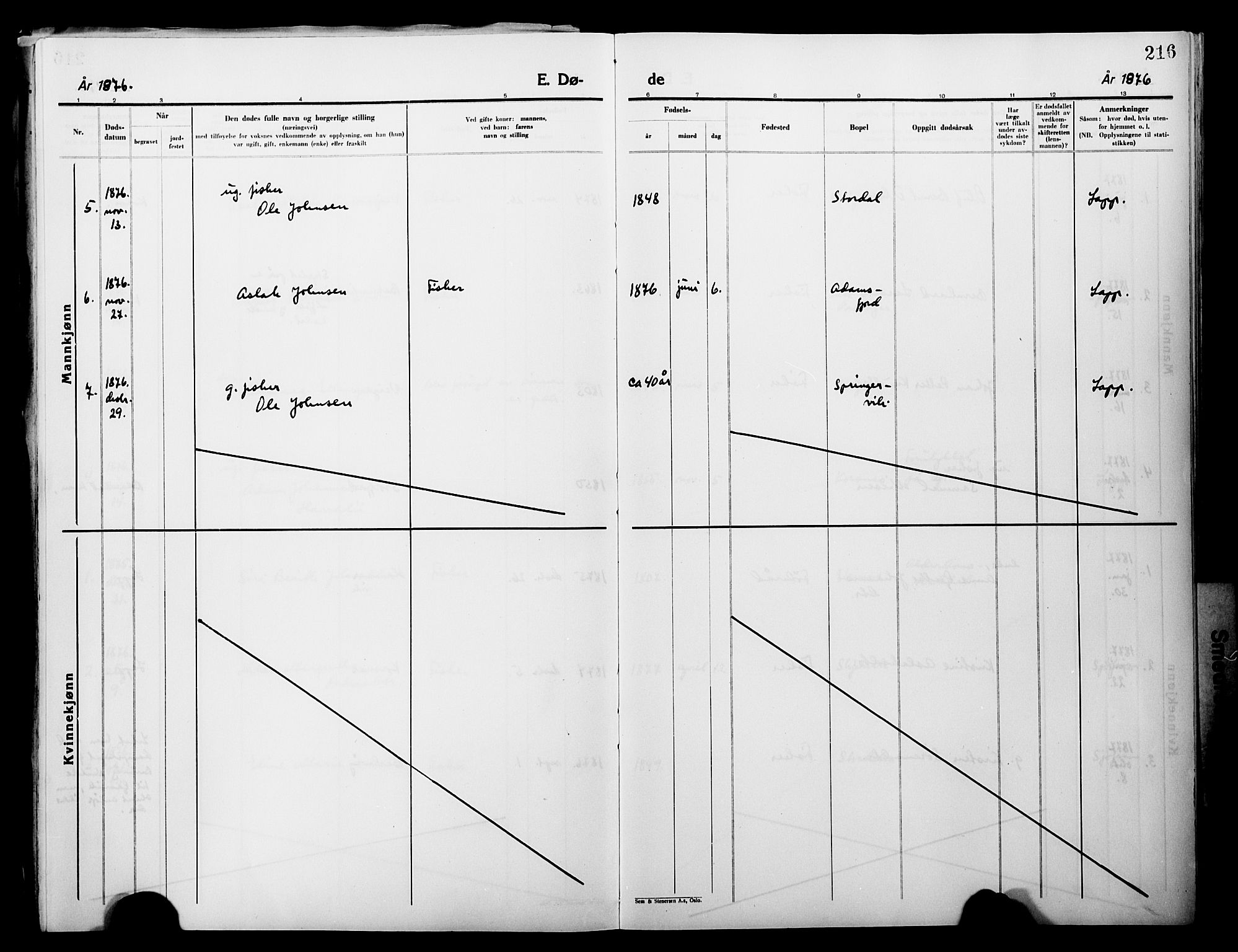 Lebesby sokneprestkontor, AV/SATØ-S-1353/H/Ha/L0004kirke: Parish register (official) no. 4, 1870-1902, p. 216