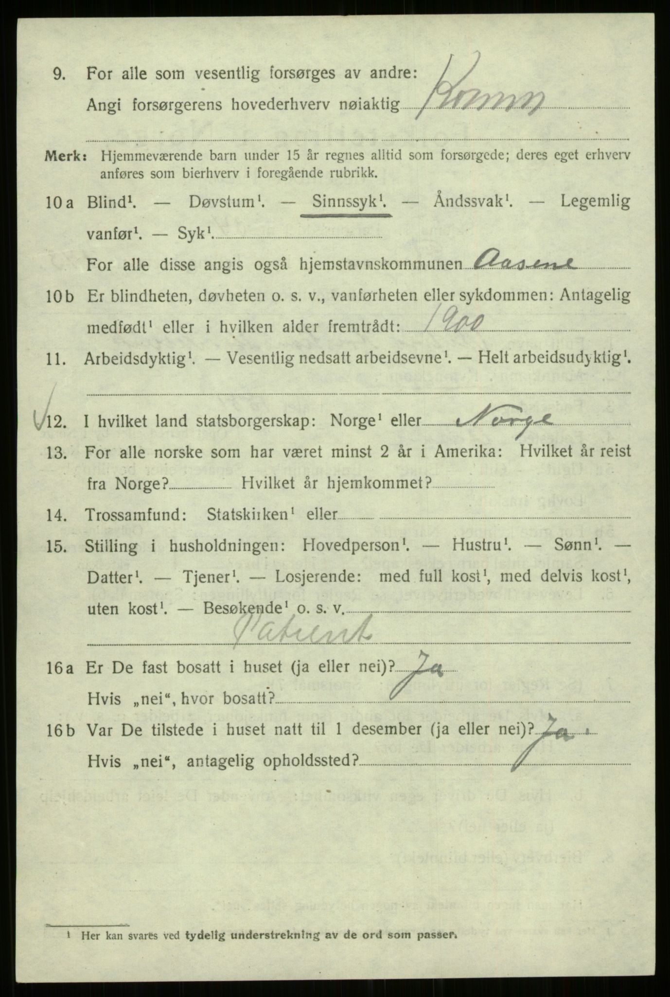 SAB, 1920 census for Bergen, 1920, p. 237923