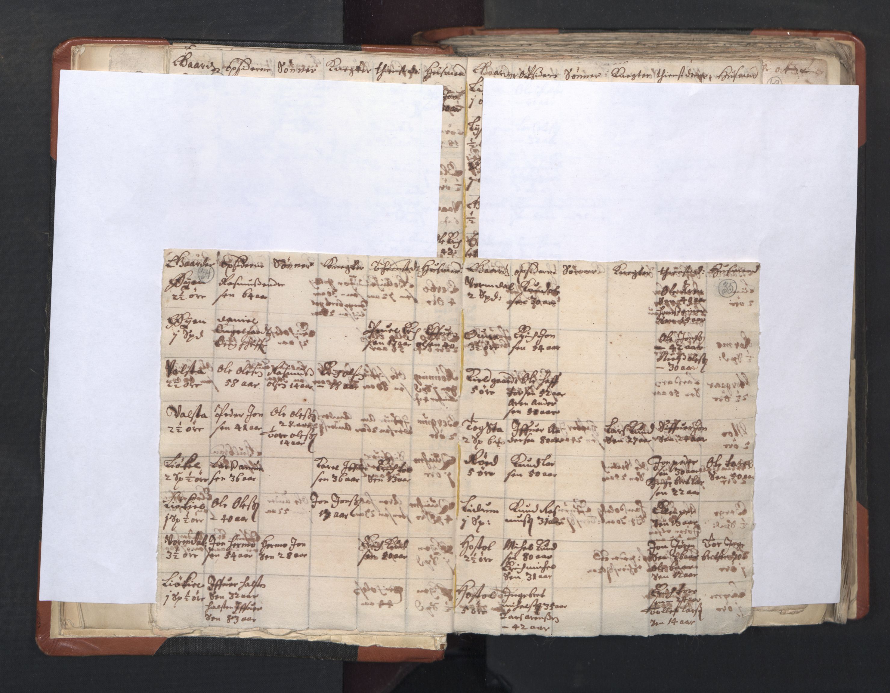 RA, Vicar's Census 1664-1666, no. 31: Dalane deanery, 1664-1666, p. 34-35
