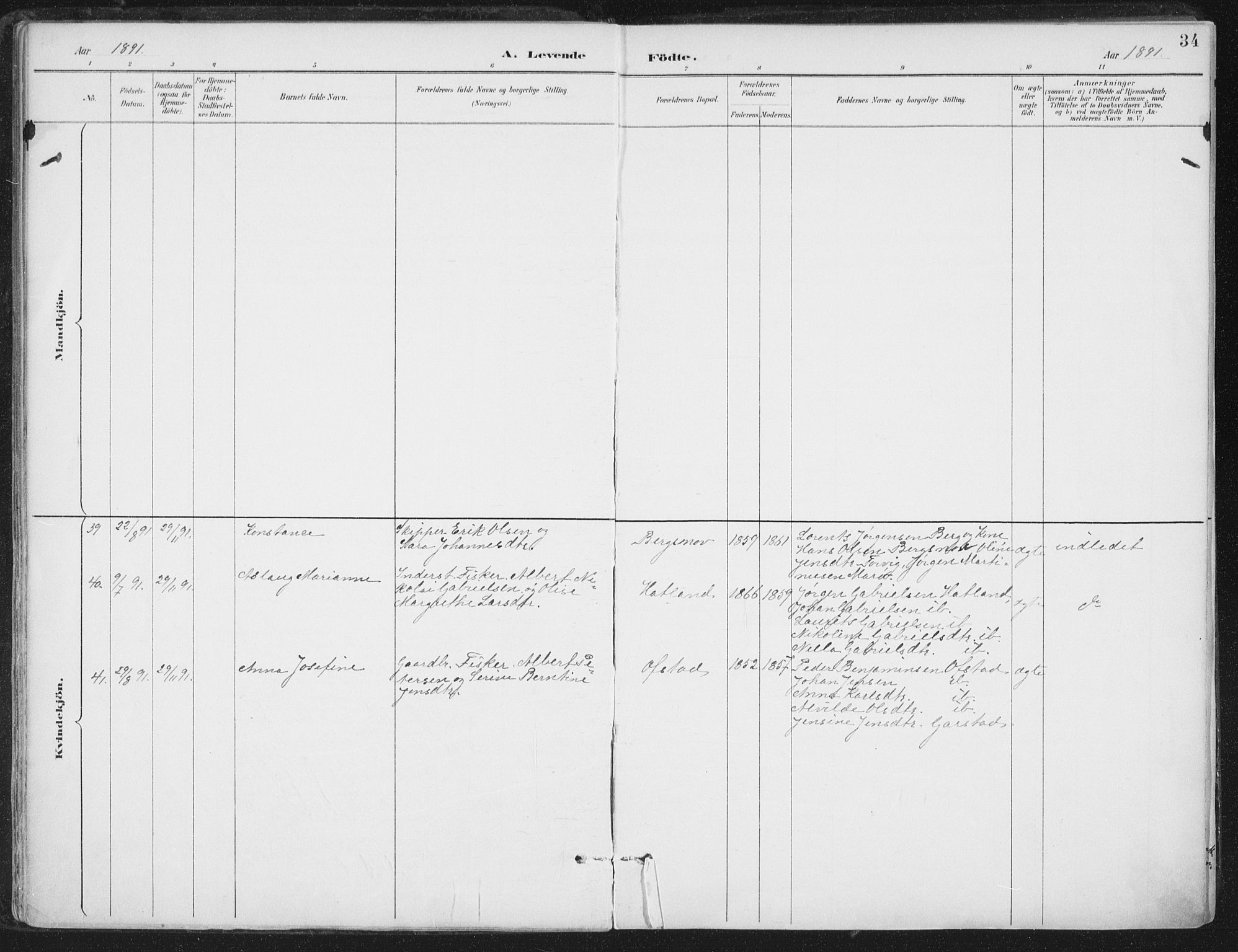 Ministerialprotokoller, klokkerbøker og fødselsregistre - Nord-Trøndelag, SAT/A-1458/786/L0687: Parish register (official) no. 786A03, 1888-1898, p. 34