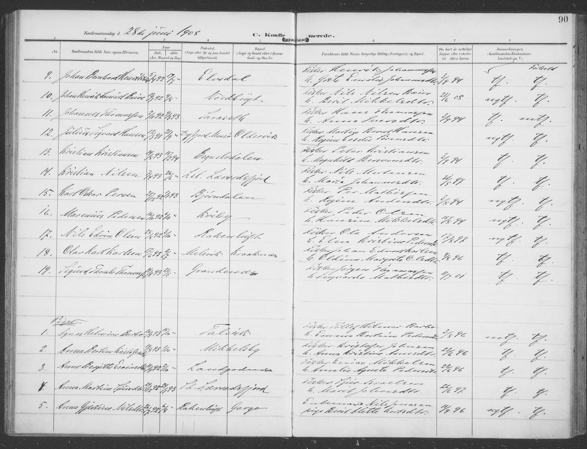 Talvik sokneprestkontor, SATØ/S-1337/H/Ha/L0017kirke: Parish register (official) no. 17, 1906-1915, p. 90