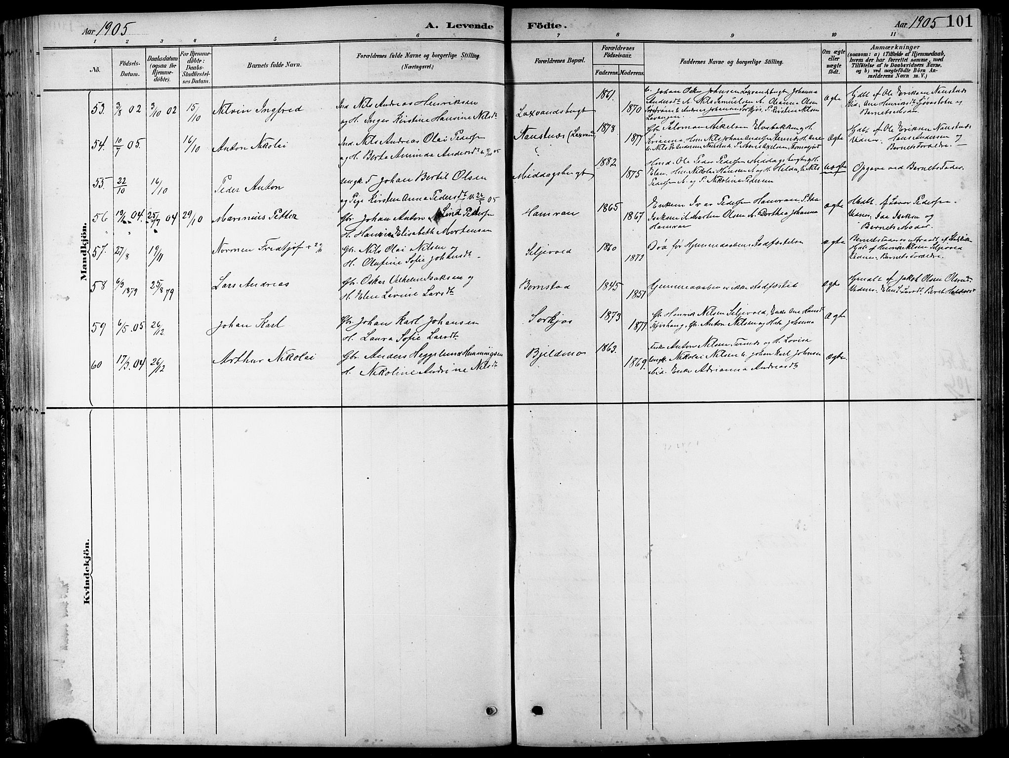 Balsfjord sokneprestembete, SATØ/S-1303/G/Ga/L0008klokker: Parish register (copy) no. 8, 1890-1906, p. 101