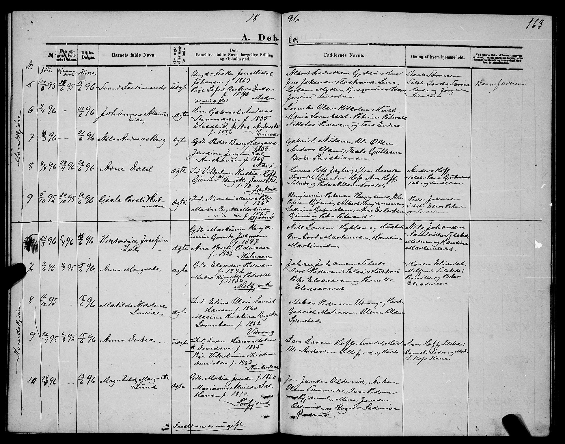 Ministerialprotokoller, klokkerbøker og fødselsregistre - Nordland, AV/SAT-A-1459/841/L0620: Parish register (copy) no. 841C04, 1877-1896, p. 163