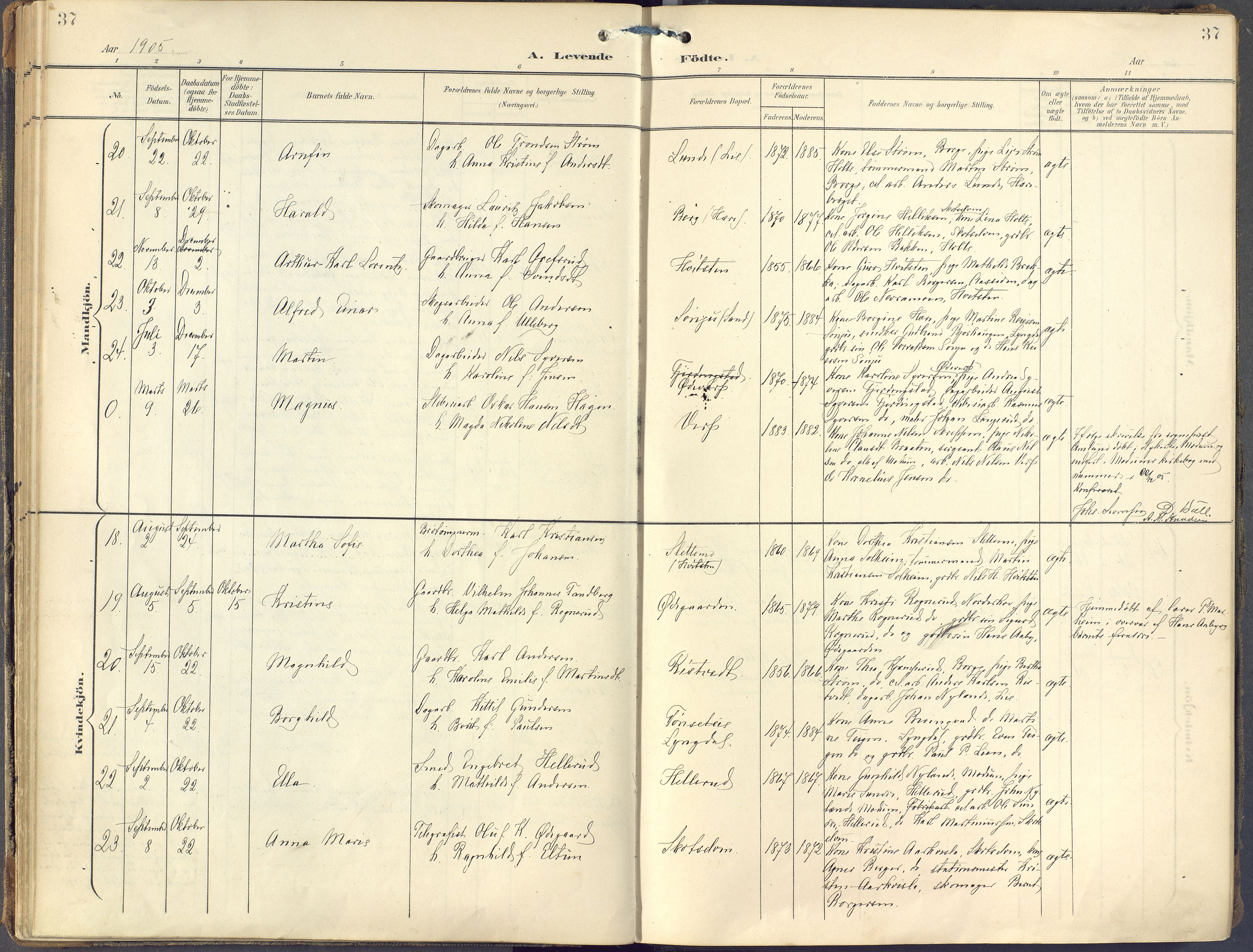 Eiker kirkebøker, AV/SAKO-A-4/F/Fc/L0004: Parish register (official) no. III 4, 1900-1919, p. 37