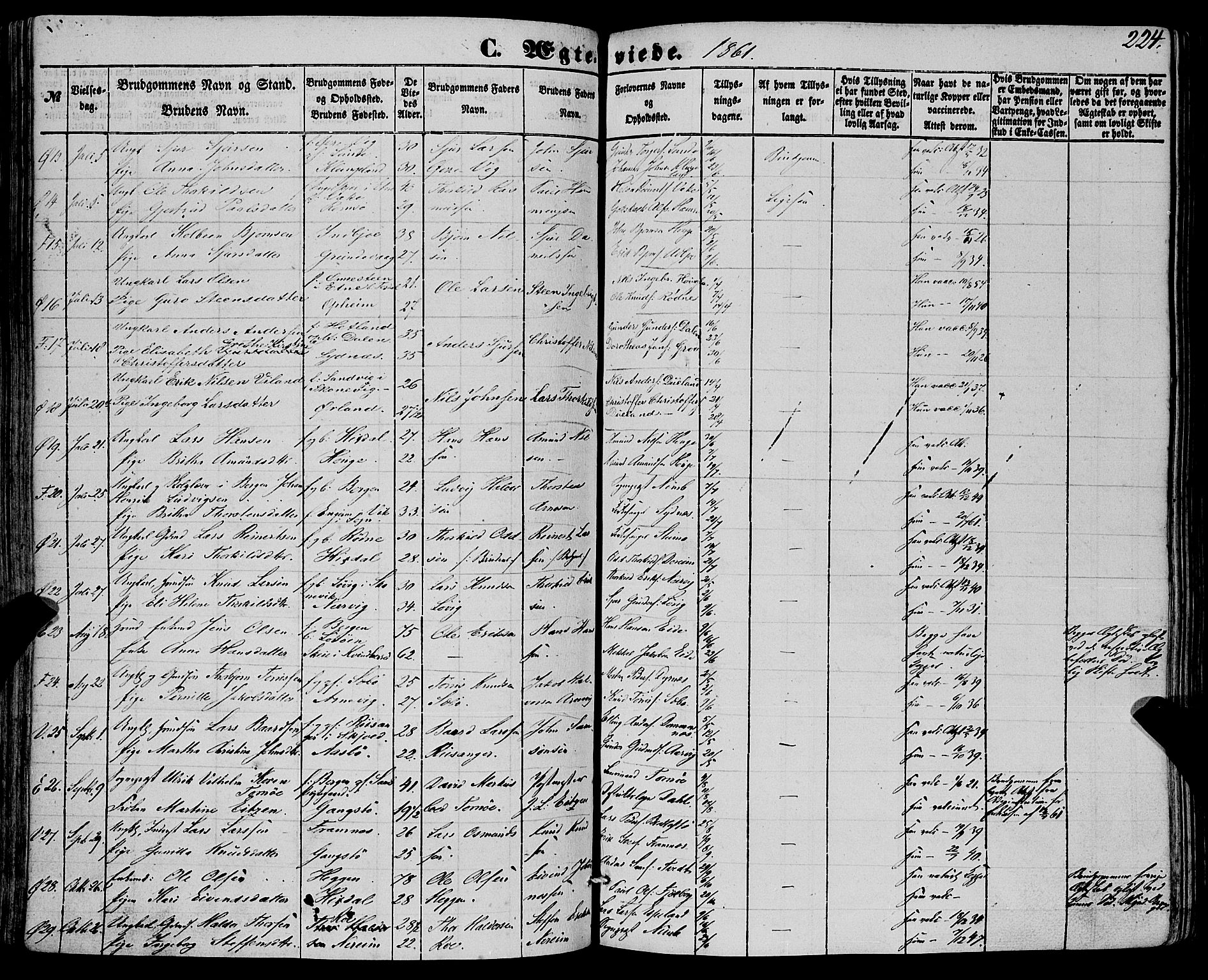 Fjelberg sokneprestembete, SAB/A-75201/H/Haa: Parish register (official) no. A 7, 1851-1867, p. 224