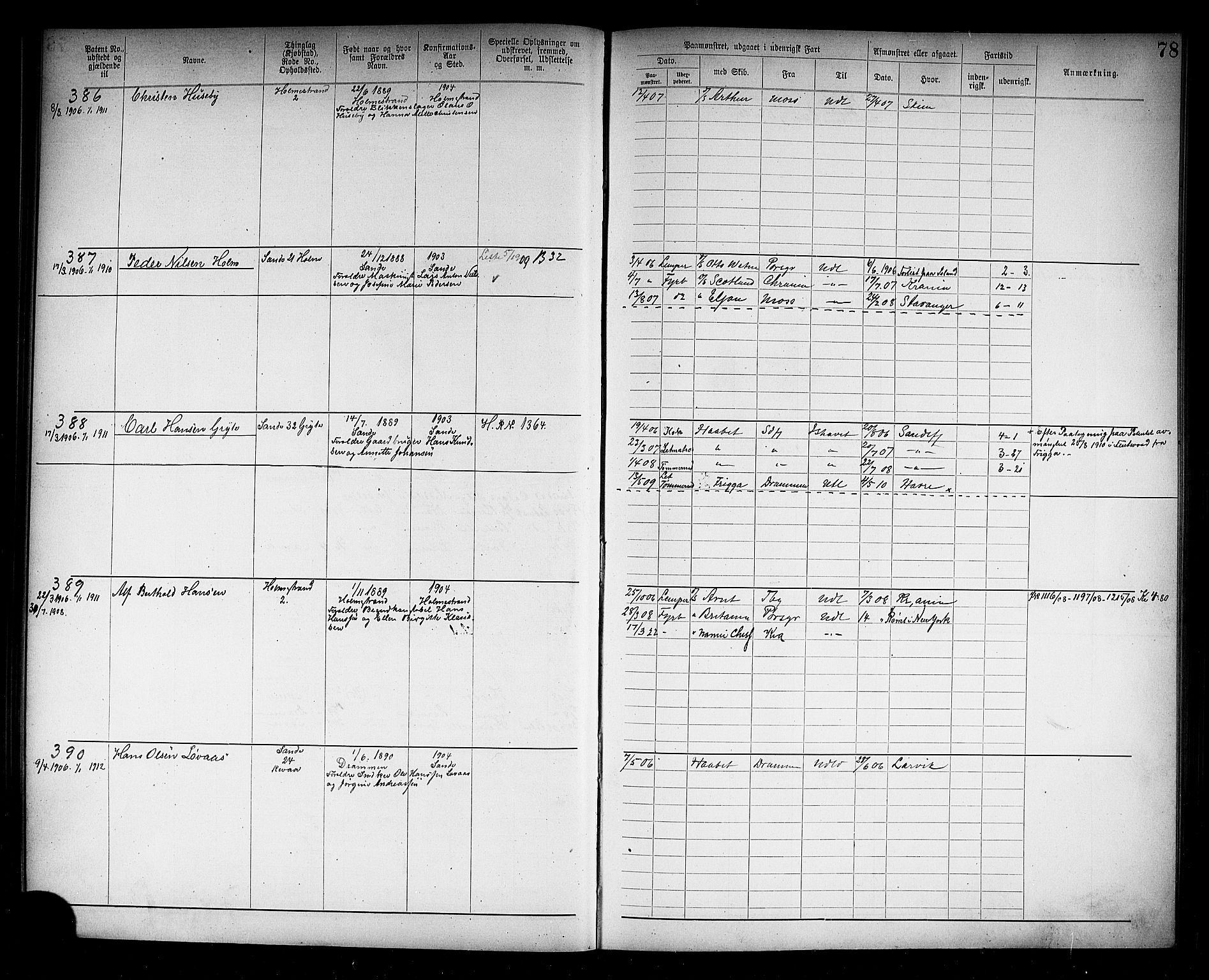 Holmestrand innrulleringskontor, AV/SAKO-A-1151/F/Fb/L0002: Annotasjonsrulle, 1894-1911, p. 81