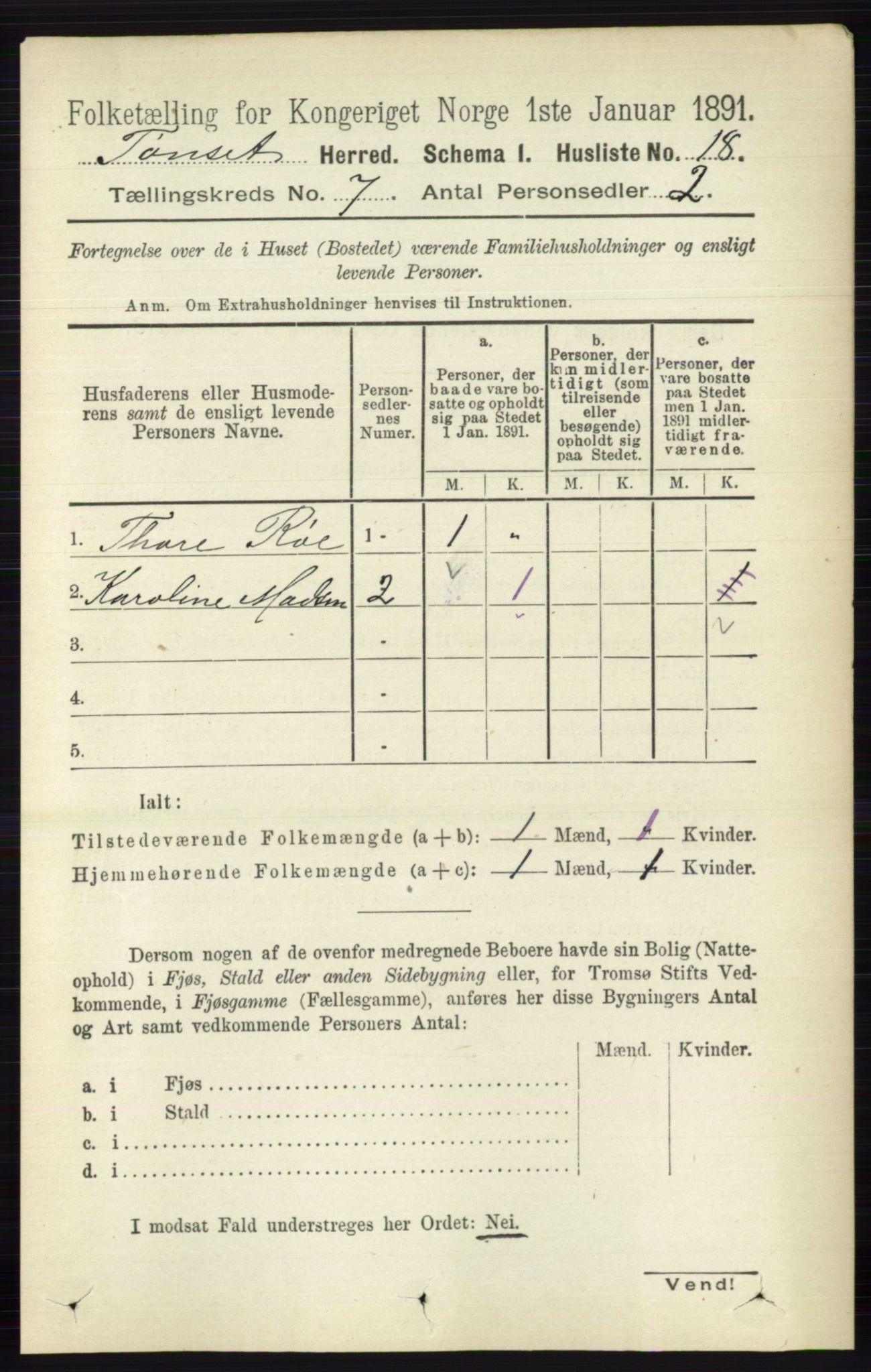 RA, 1891 census for 0437 Tynset, 1891, p. 1686