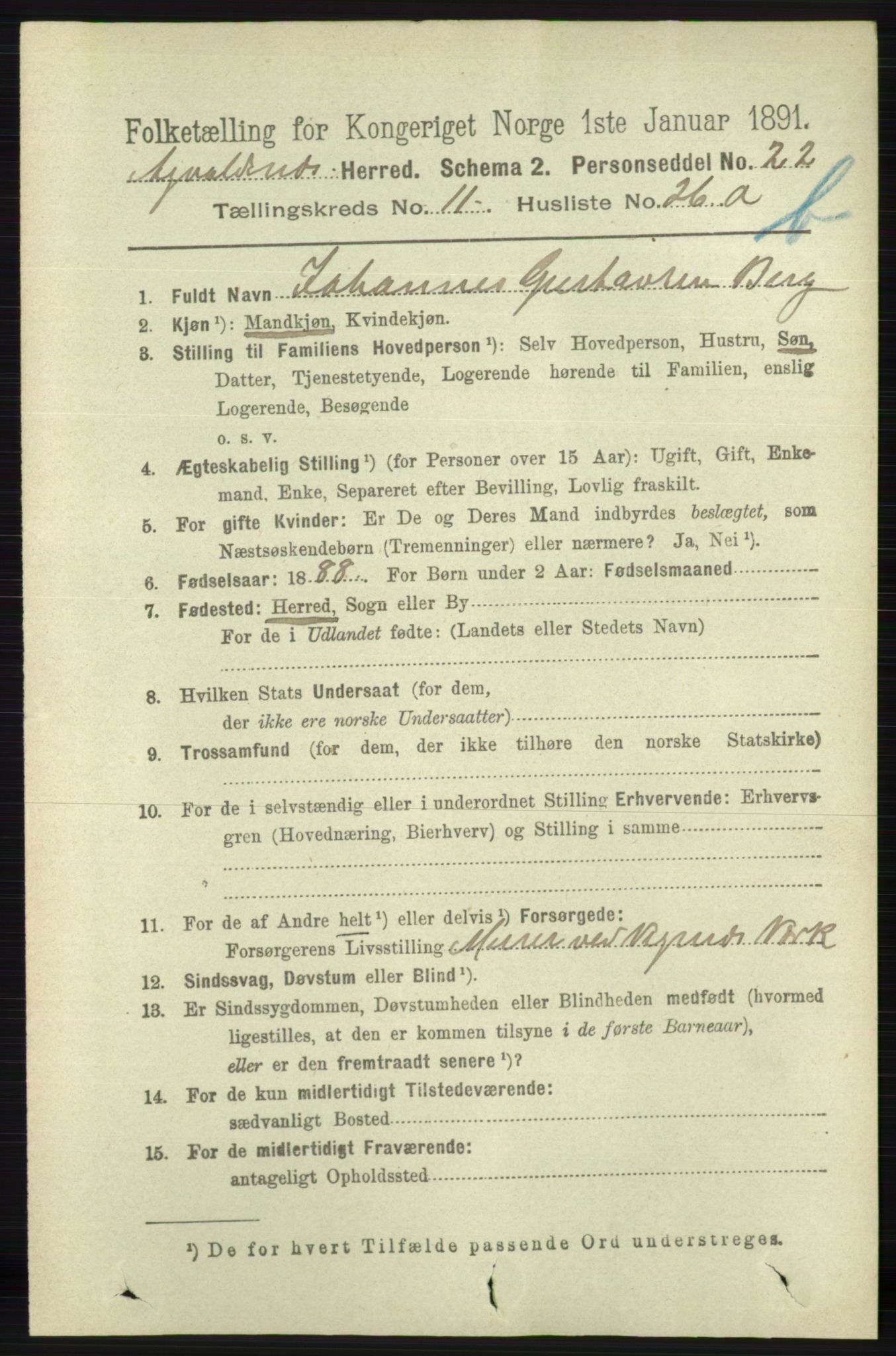 RA, 1891 census for 1147 Avaldsnes, 1891, p. 6470