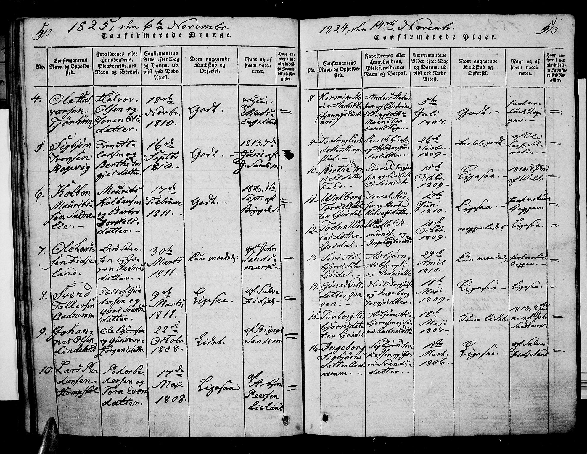 Sirdal sokneprestkontor, AV/SAK-1111-0036/F/Fa/Fab/L0001: Parish register (official) no. A 1, 1815-1834, p. 512-513