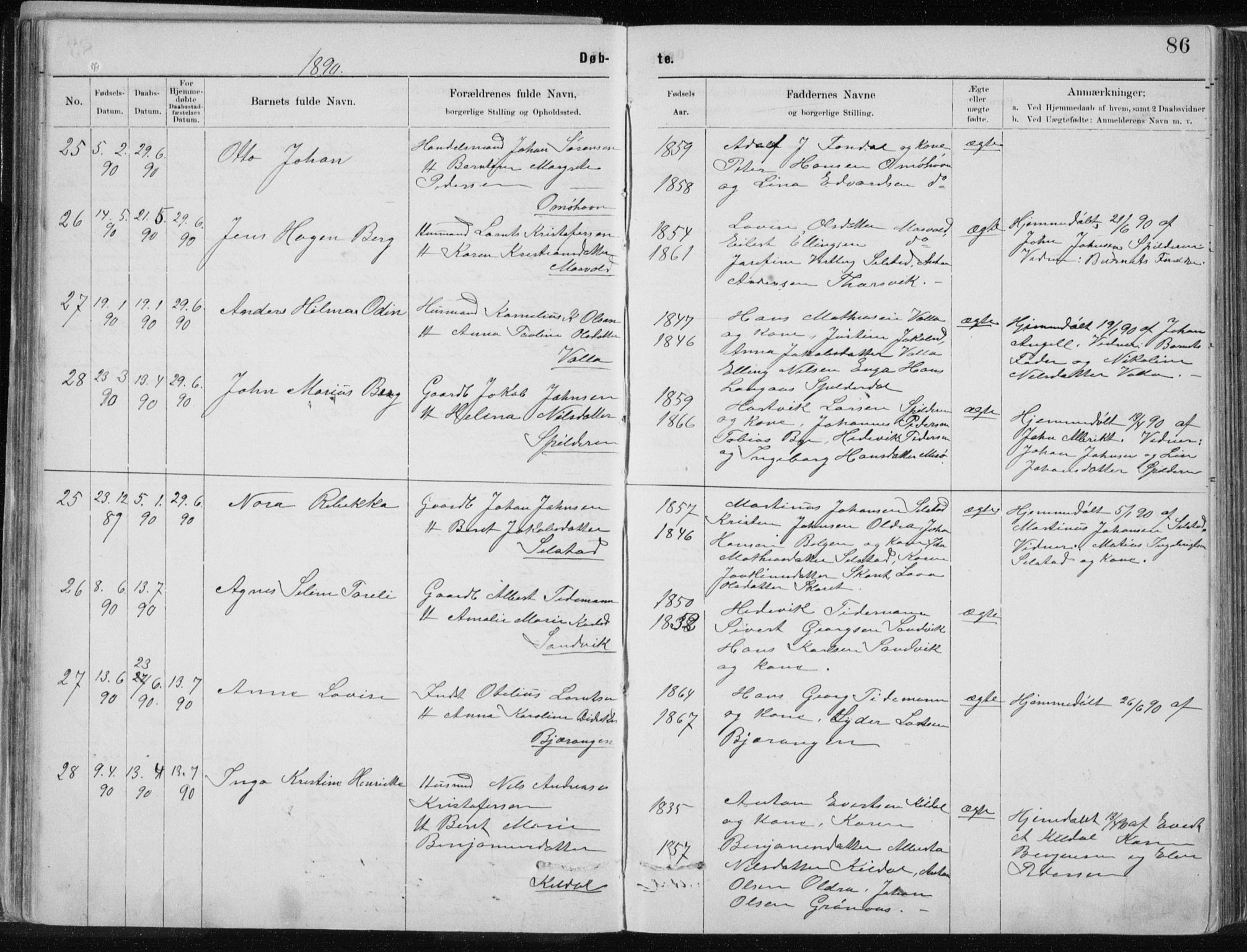 Ministerialprotokoller, klokkerbøker og fødselsregistre - Nordland, SAT/A-1459/843/L0636: Parish register (copy) no. 843C05, 1884-1909, p. 86
