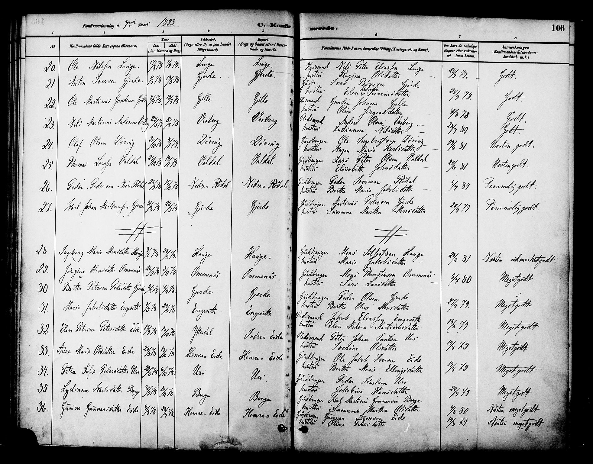 Ministerialprotokoller, klokkerbøker og fødselsregistre - Møre og Romsdal, AV/SAT-A-1454/519/L0255: Parish register (official) no. 519A14, 1884-1908, p. 106