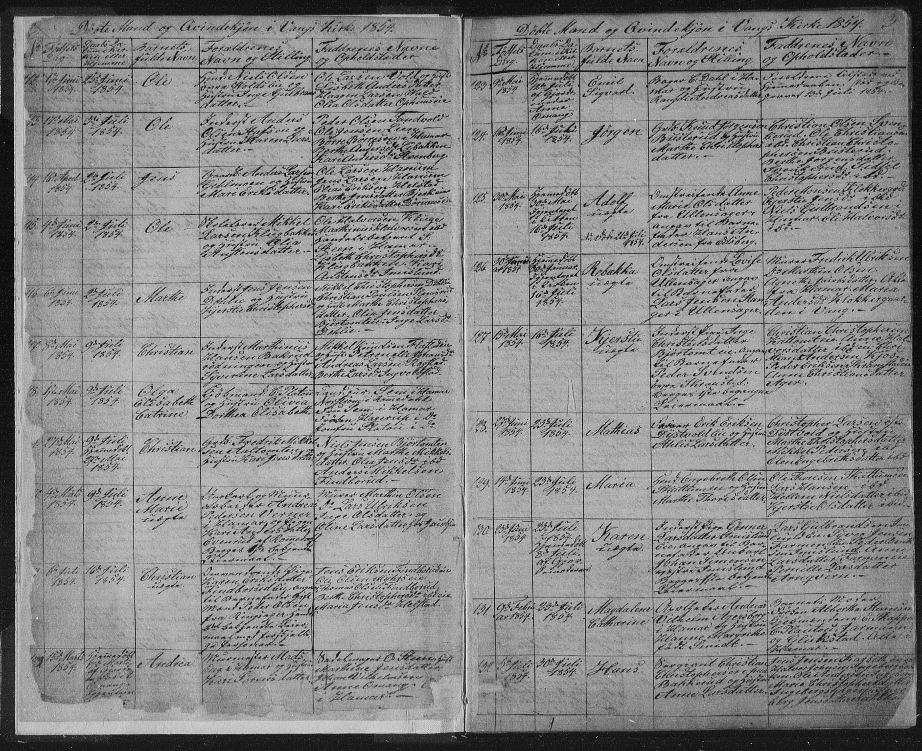 Vang prestekontor, Hedmark, SAH/PREST-008/H/Ha/Hab/L0010A: Parish register (copy) no. 10a, 1854-1896, p. 2-3