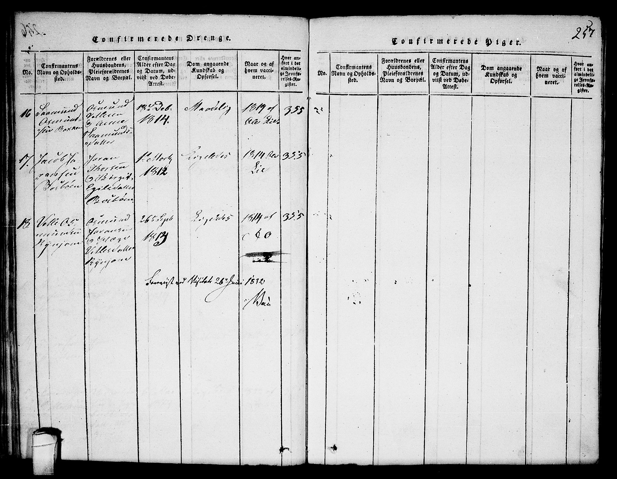 Seljord kirkebøker, SAKO/A-20/F/Fc/L0001: Parish register (official) no. III 1, 1815-1831, p. 257