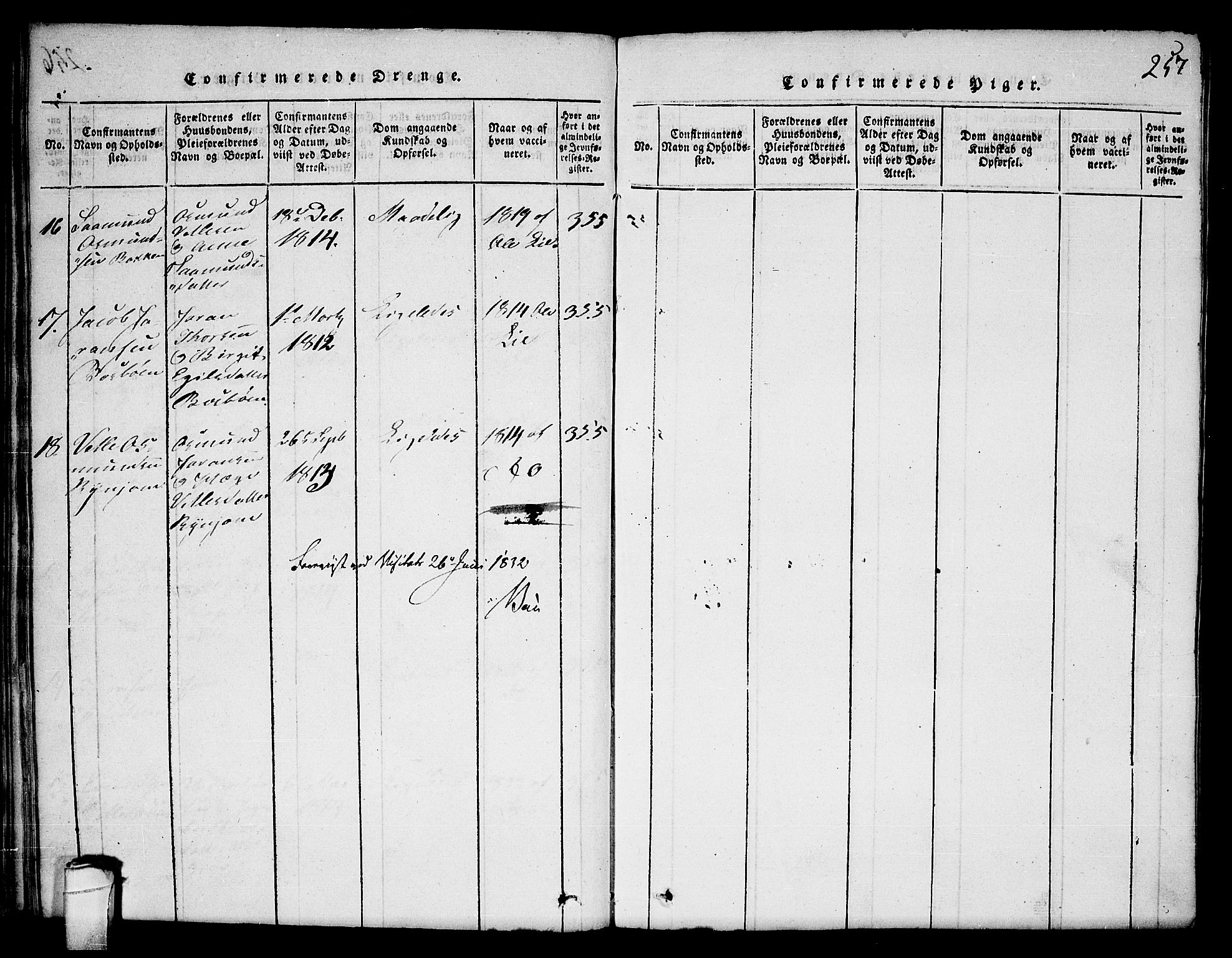 Seljord kirkebøker, AV/SAKO-A-20/F/Fc/L0001: Parish register (official) no. III 1, 1815-1831, p. 257