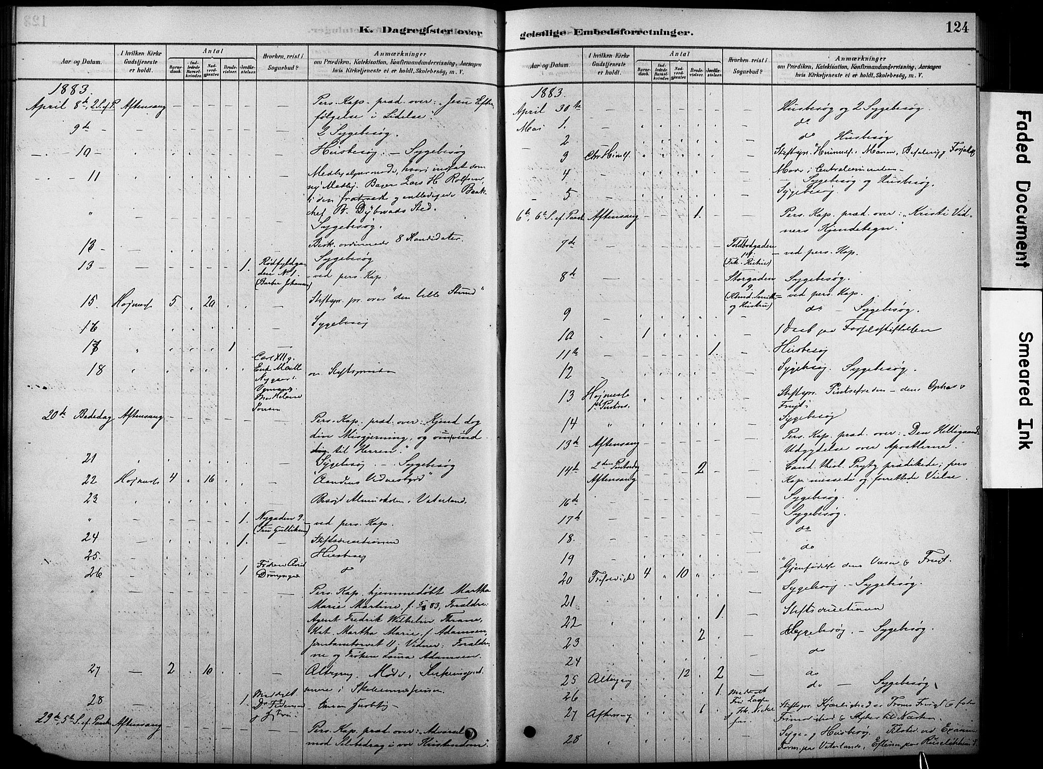 Oslo domkirke Kirkebøker, AV/SAO-A-10752/F/Fa/L0038: Parish register (official) no. 38, 1878-1921, p. 124