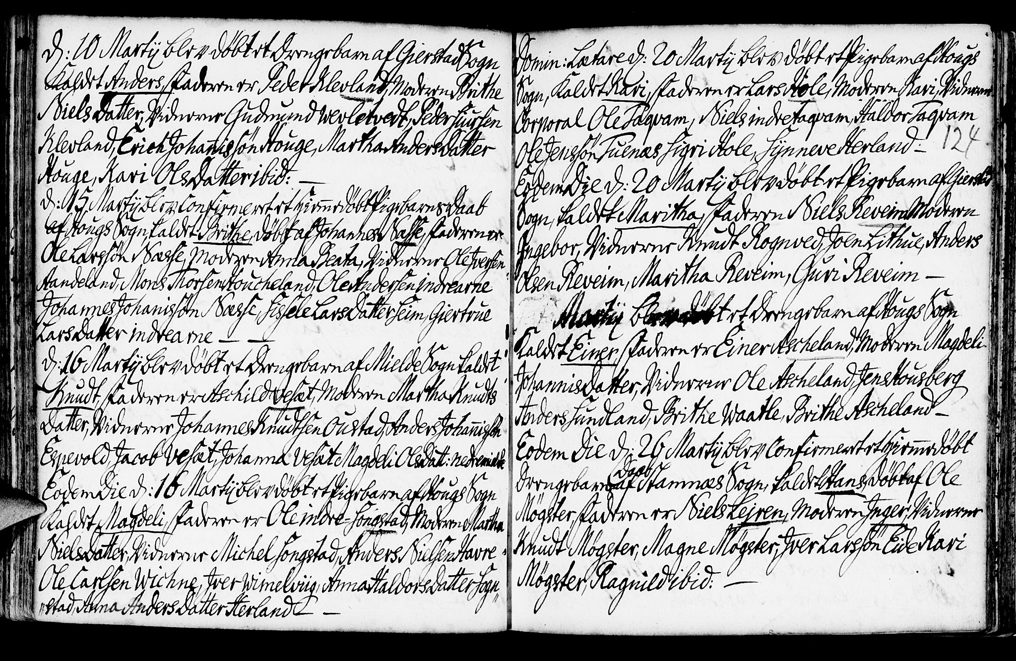 Haus sokneprestembete, AV/SAB-A-75601/H/Haa: Parish register (official) no. A 6, 1748-1758, p. 124