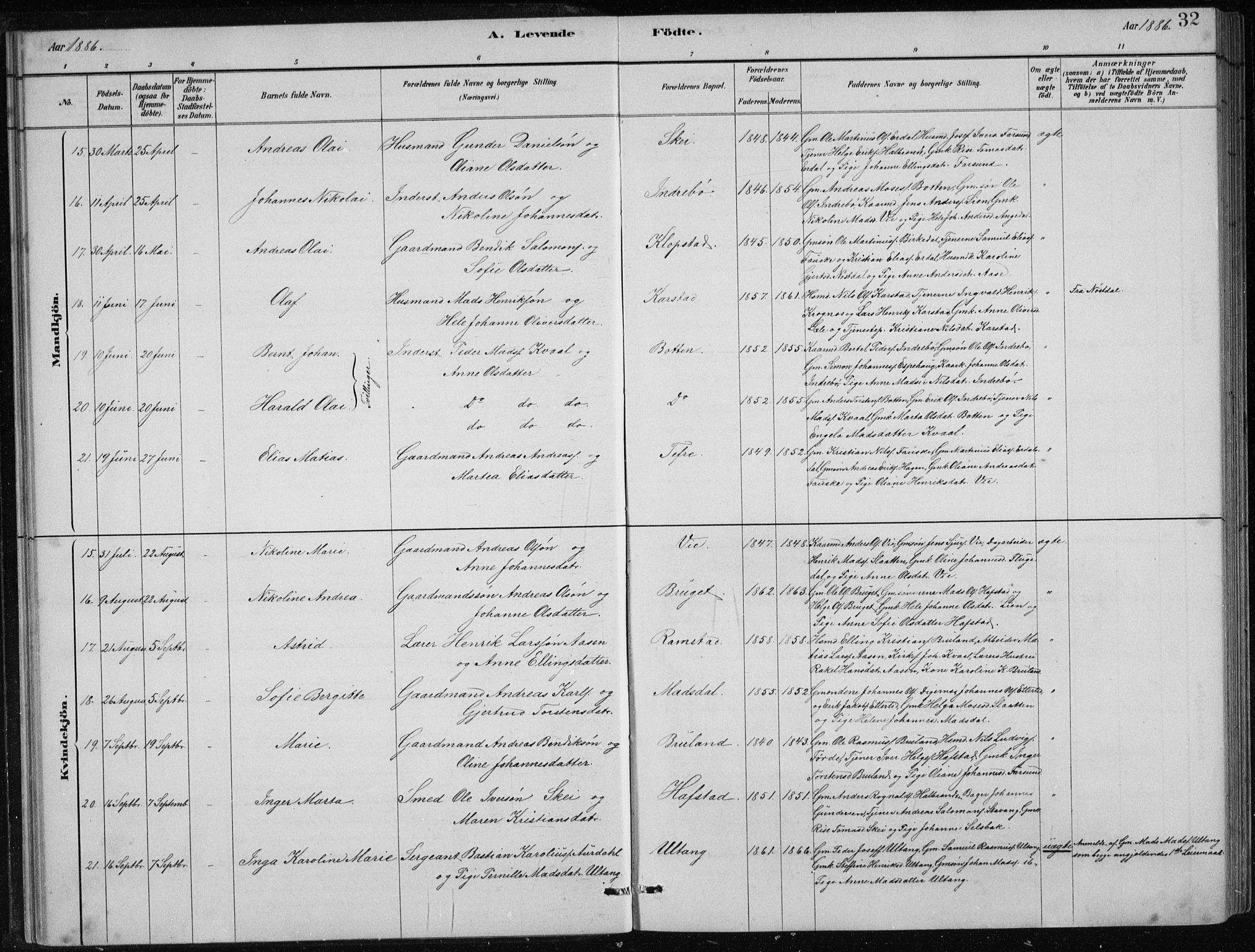 Førde sokneprestembete, AV/SAB-A-79901/H/Hab/Haba/L0002: Parish register (copy) no. A 2, 1881-1898, p. 32