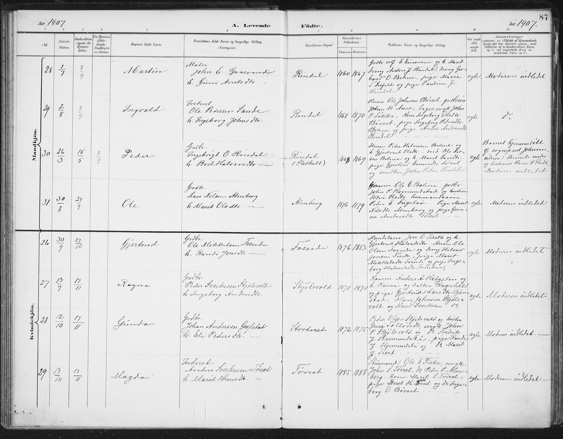 Ministerialprotokoller, klokkerbøker og fødselsregistre - Møre og Romsdal, AV/SAT-A-1454/598/L1072: Parish register (official) no. 598A06, 1896-1910, p. 87