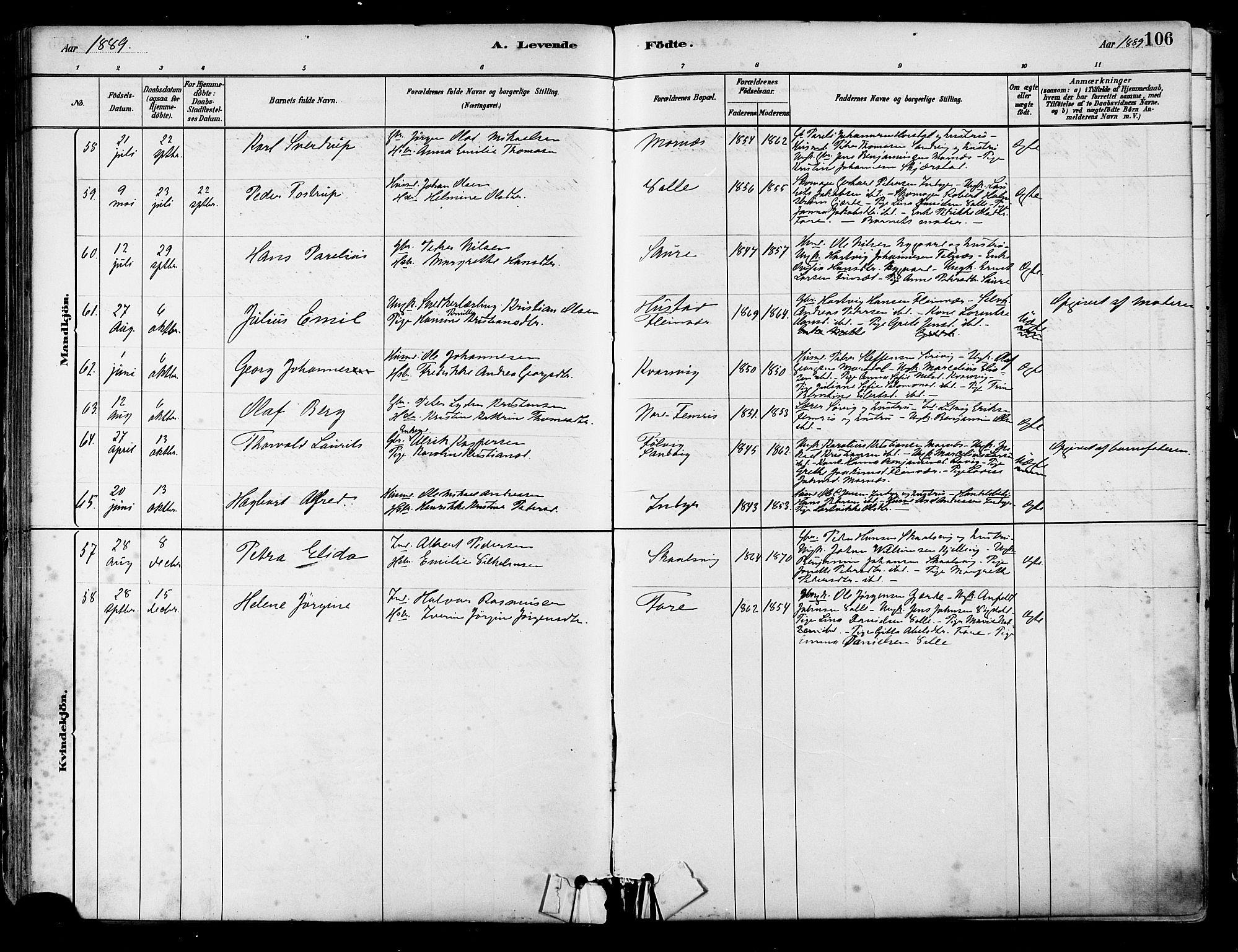 Ministerialprotokoller, klokkerbøker og fødselsregistre - Nordland, SAT/A-1459/805/L0099: Parish register (official) no. 805A06, 1880-1891, p. 106