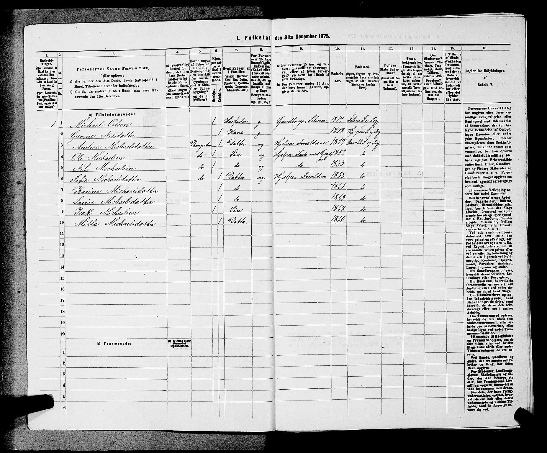 SAKO, 1875 census for 0814L Bamble/Bamble, 1875, p. 266