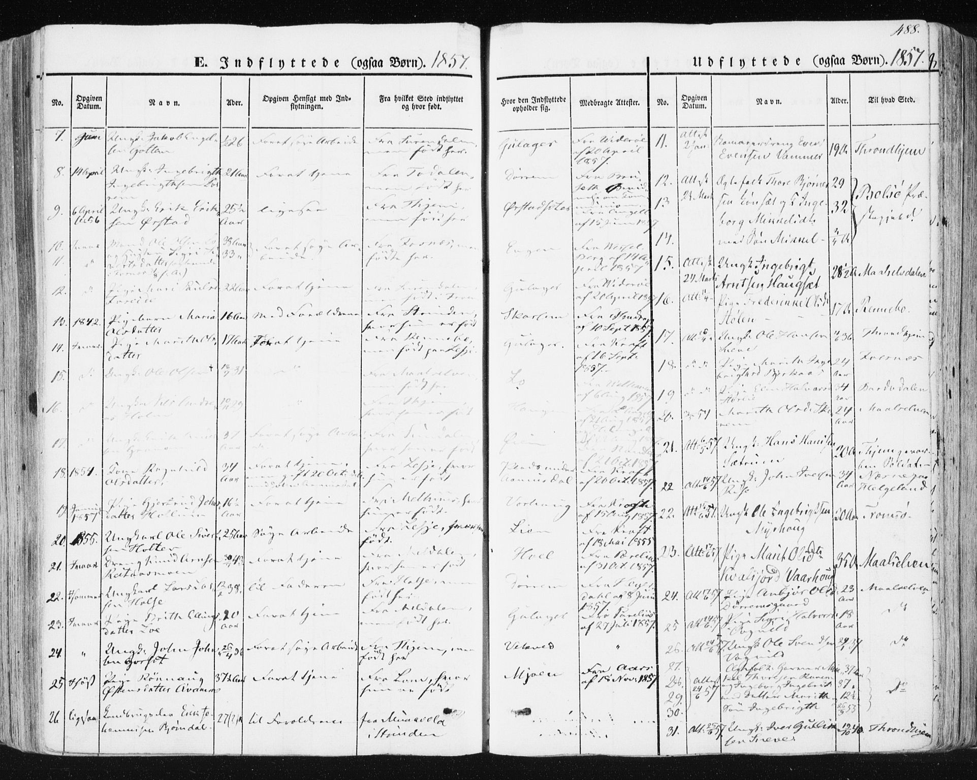 Ministerialprotokoller, klokkerbøker og fødselsregistre - Sør-Trøndelag, AV/SAT-A-1456/678/L0899: Parish register (official) no. 678A08, 1848-1872, p. 488