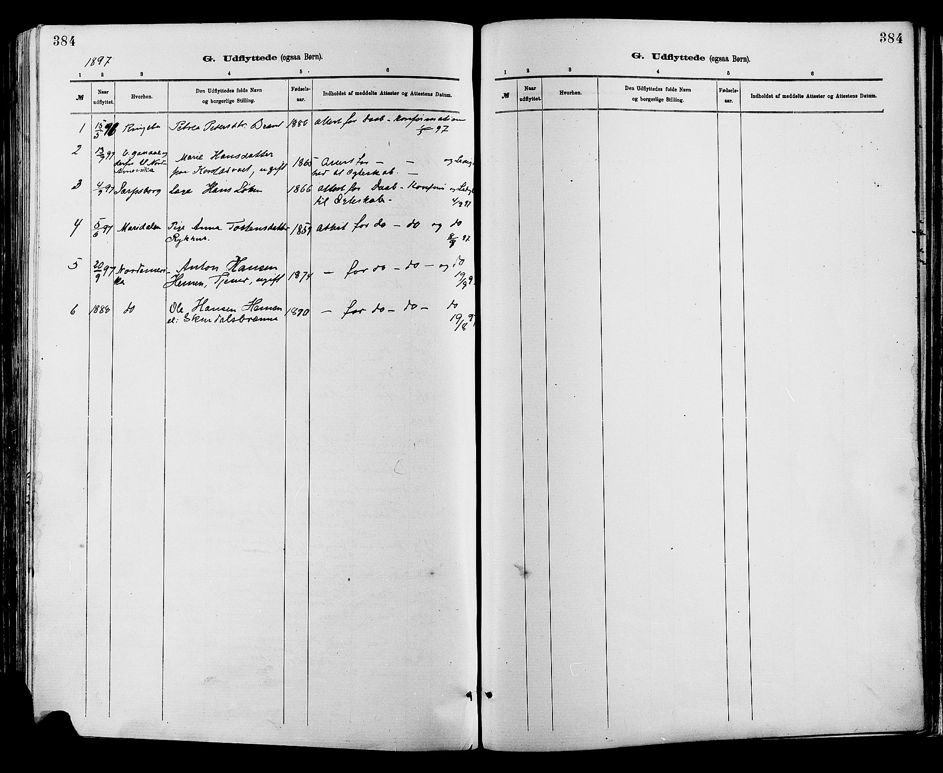 Sør-Fron prestekontor, SAH/PREST-010/H/Ha/Haa/L0003: Parish register (official) no. 3, 1881-1897, p. 384